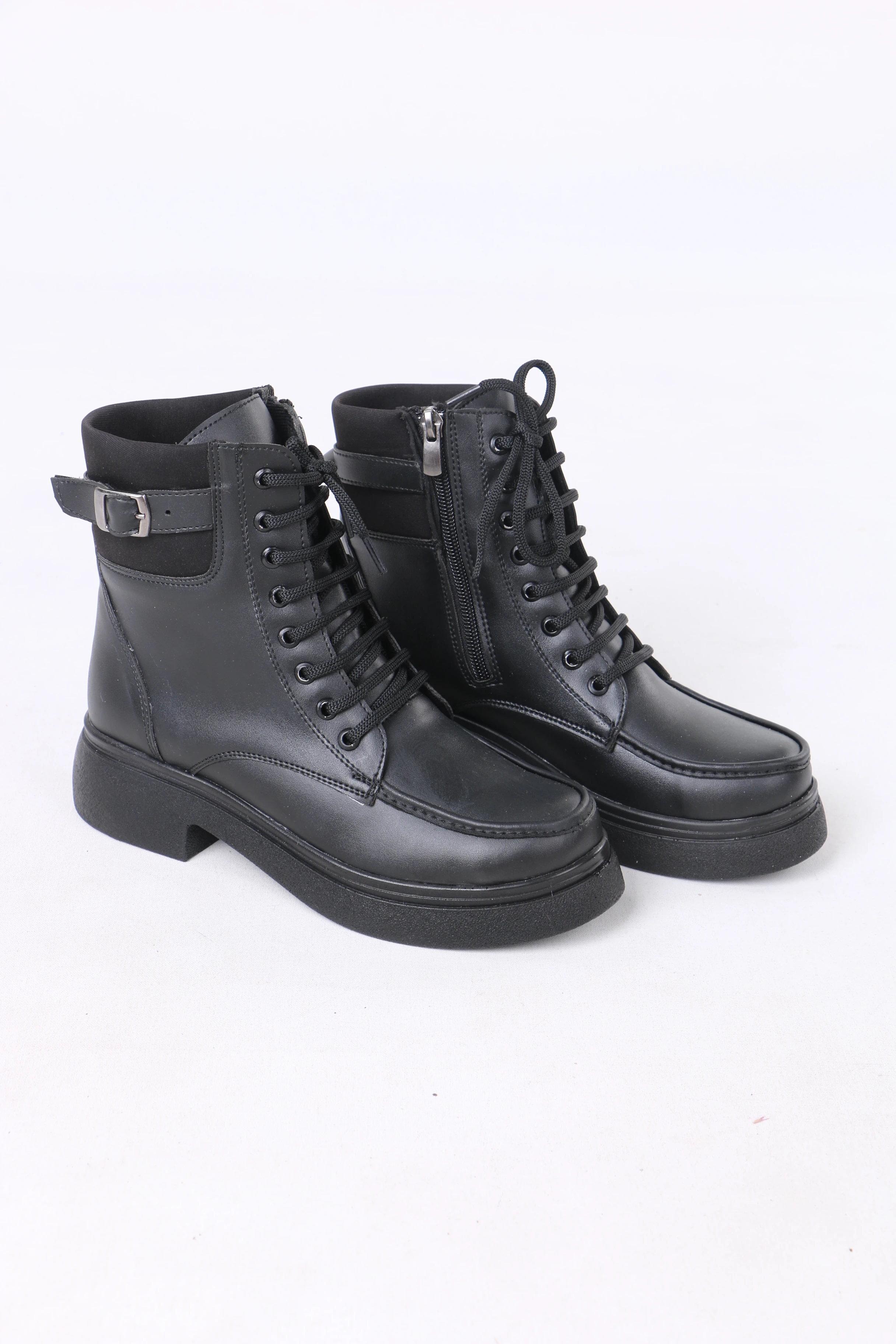 Kadın Siyah Streç Düz Taban Uzun Günlük Postal Bot Bootie WSB1134