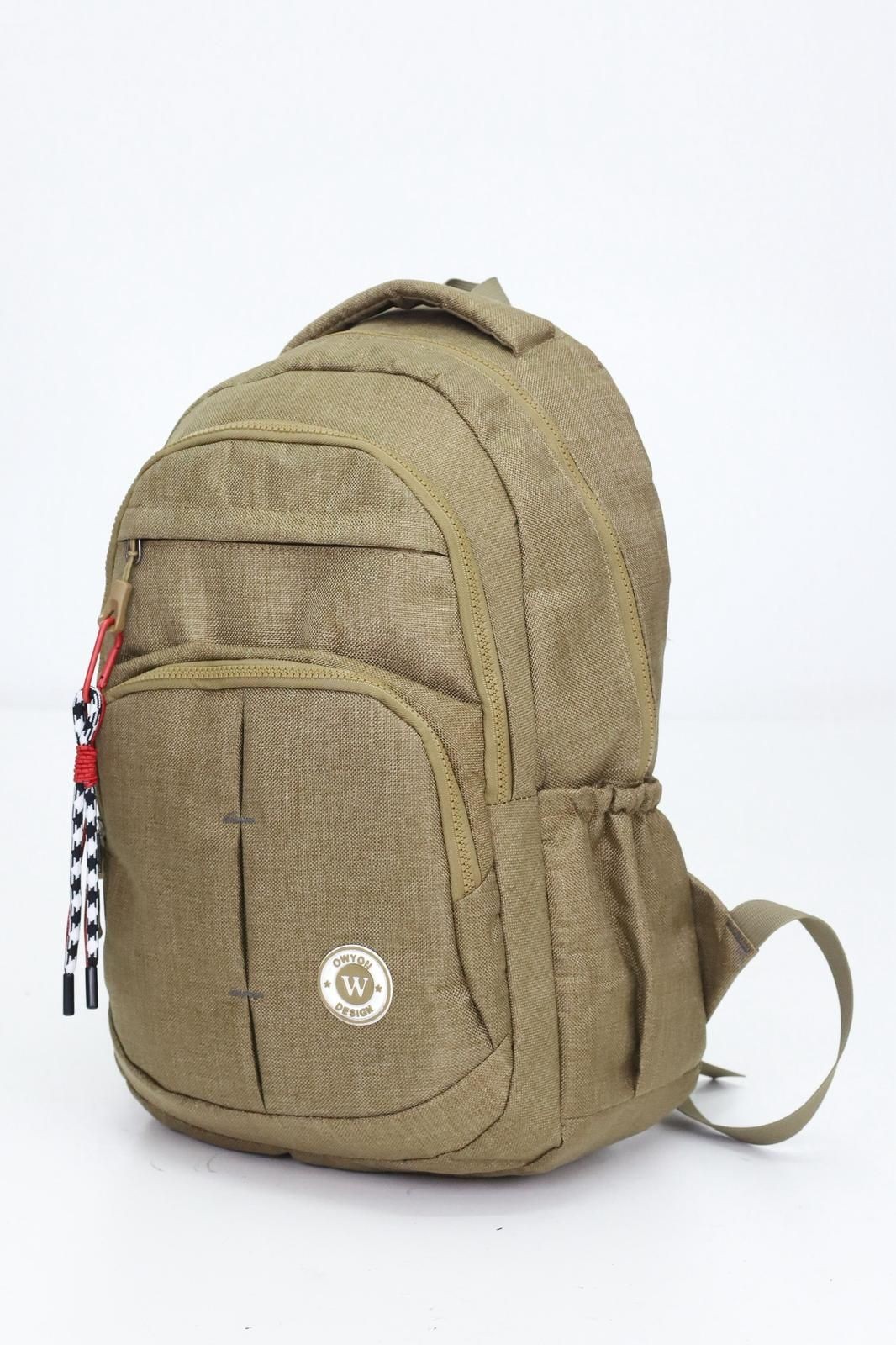 Haki Unisex Sıvı Geçirmez Kumaş  Günlük Sırt Okul Çantası WSB5044
