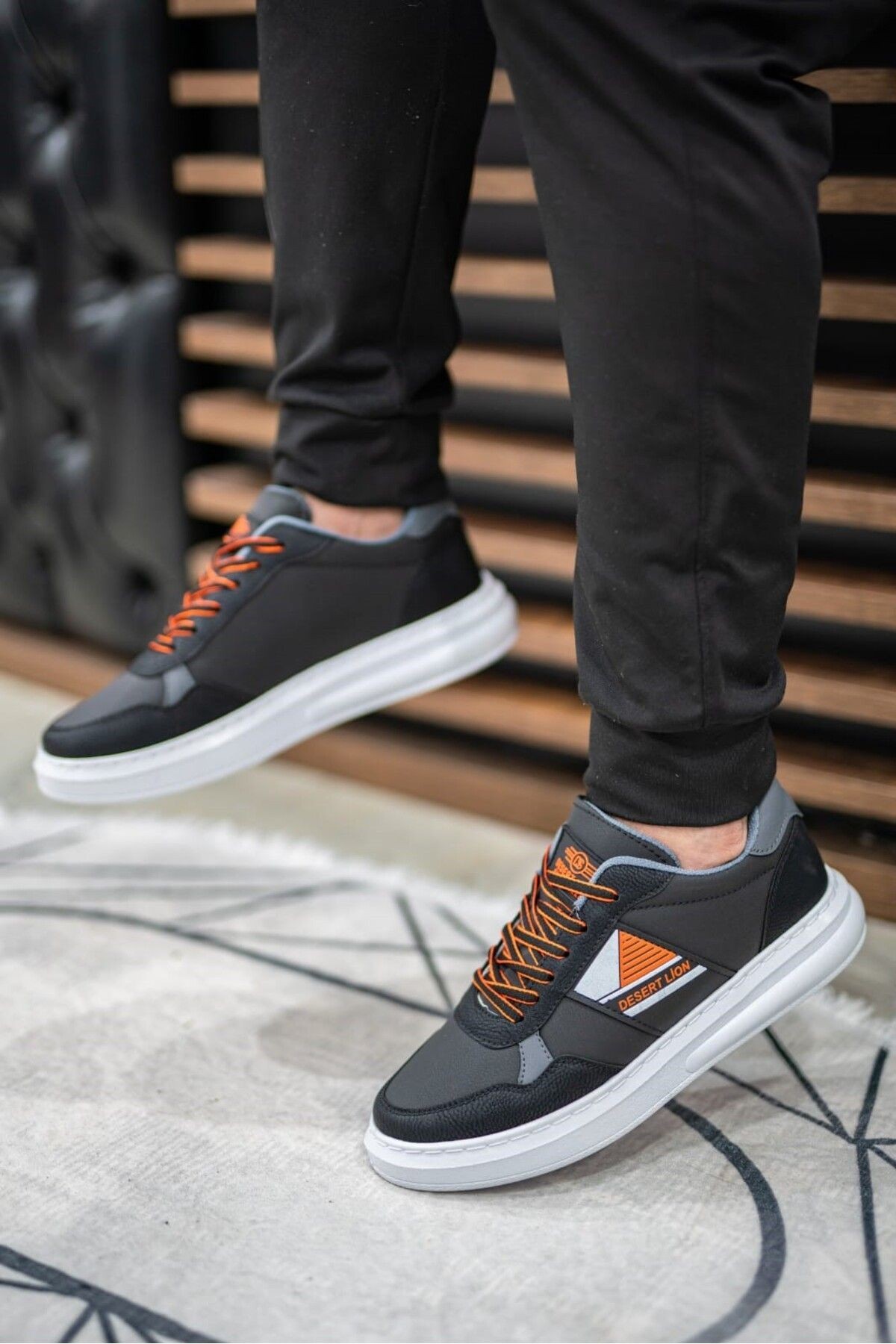 Siyah Beyaz Erkek Bağcıklı Günlük Rahat Sneaker Wsb1072