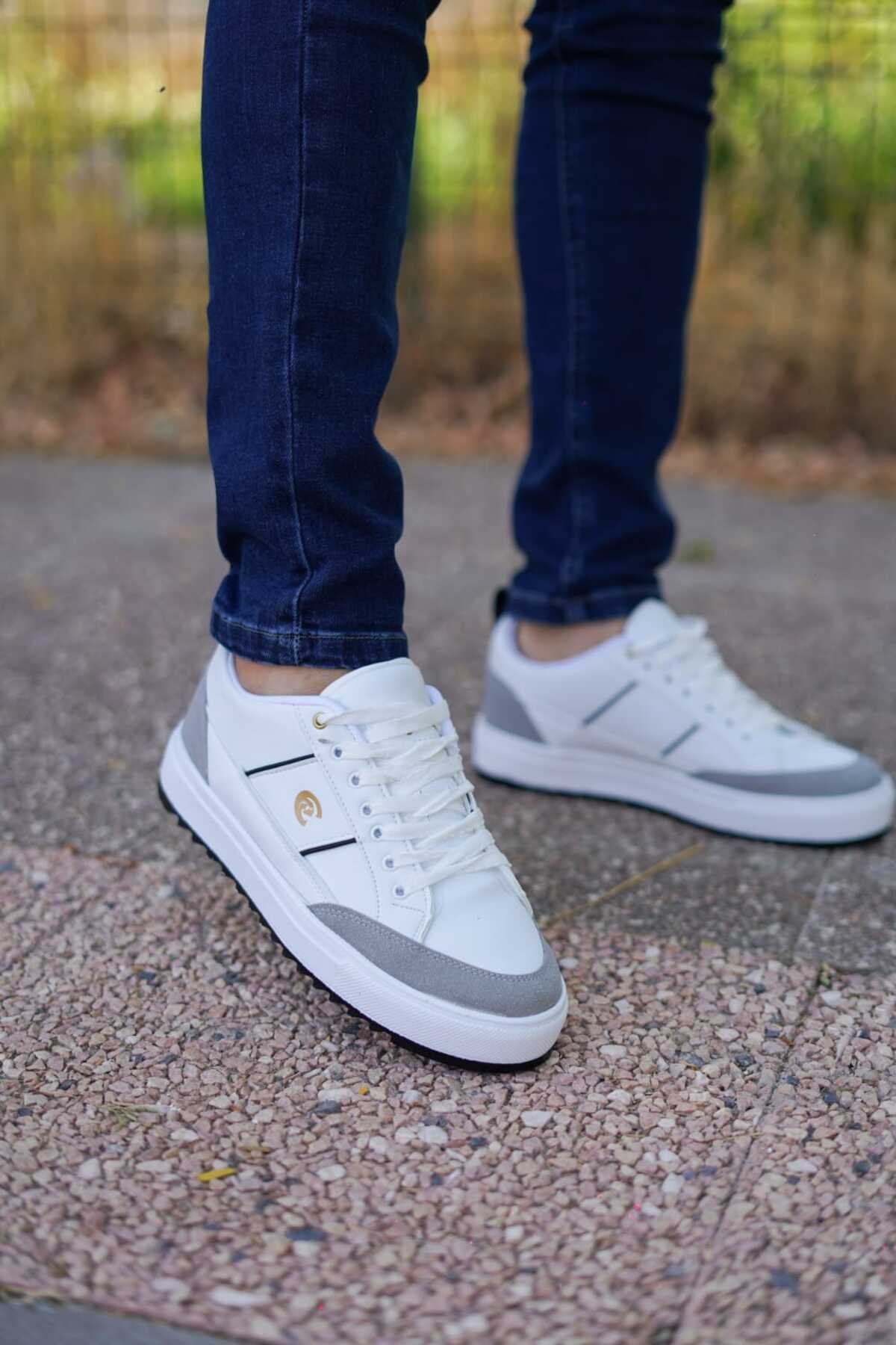 Beyaz Erkek Rahat Düz Taban Sneaker Wsb0546