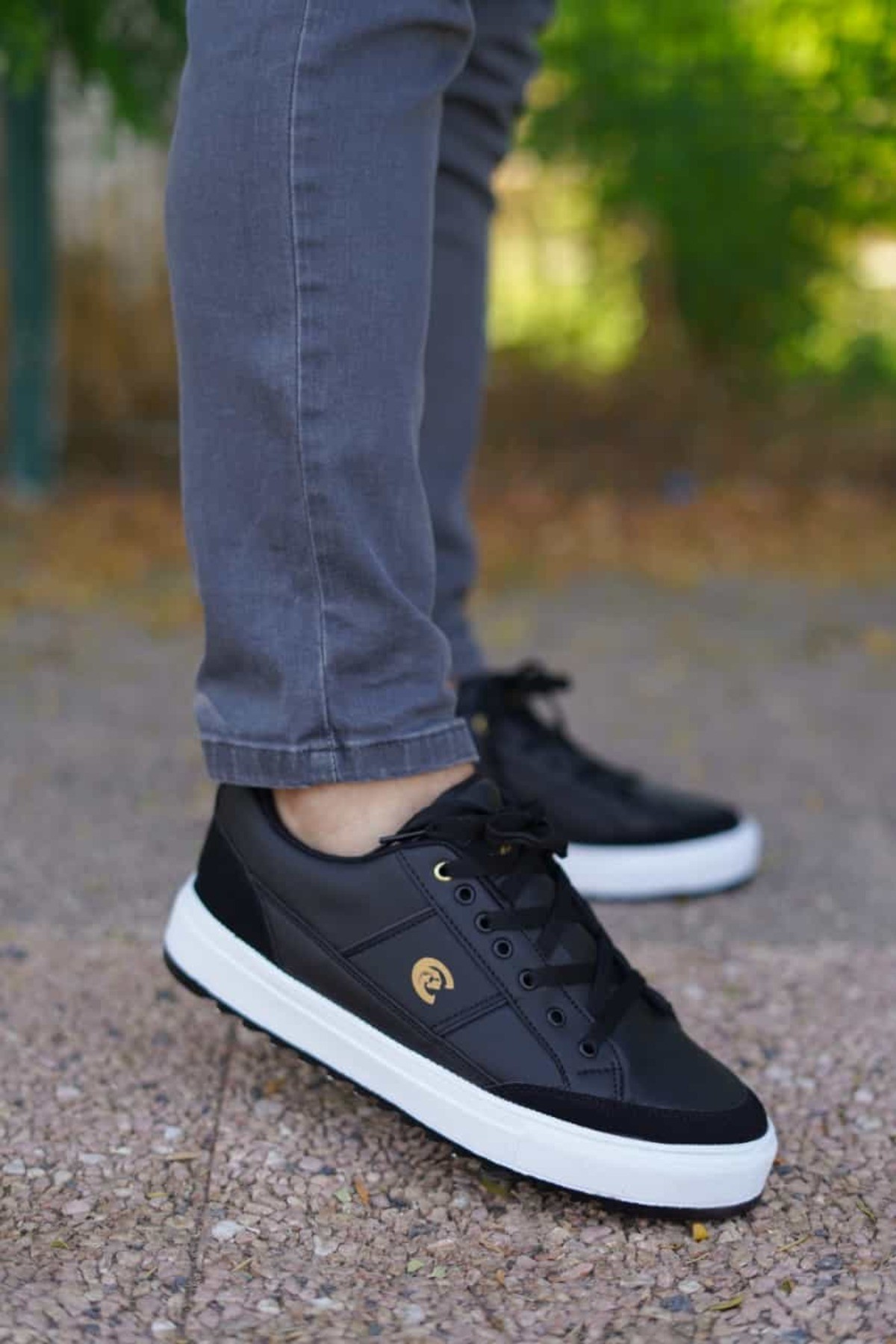 Siyah Erkek Rahat Düz Taban Sneaker Wsb0546