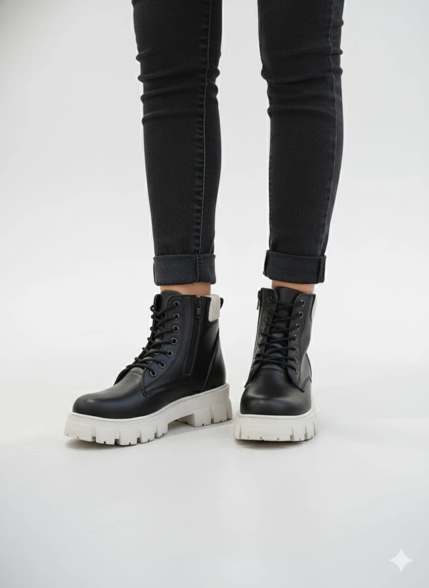 Kadın Siyah Bej Su Geçirmez Triko Postal Bot WSB1160