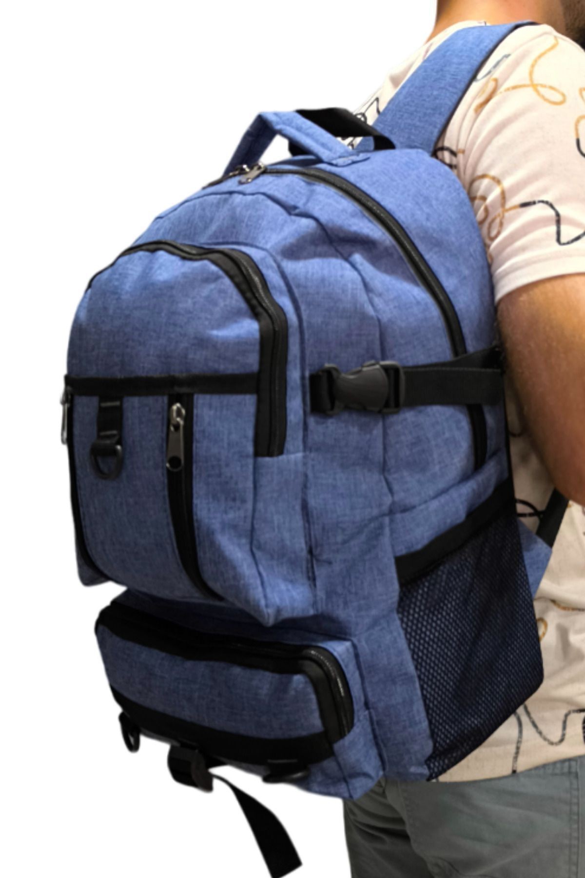Lacivert Unisex Yarım Dağcı Seyehat Günlük Okul Sırt Çantası WSB5050