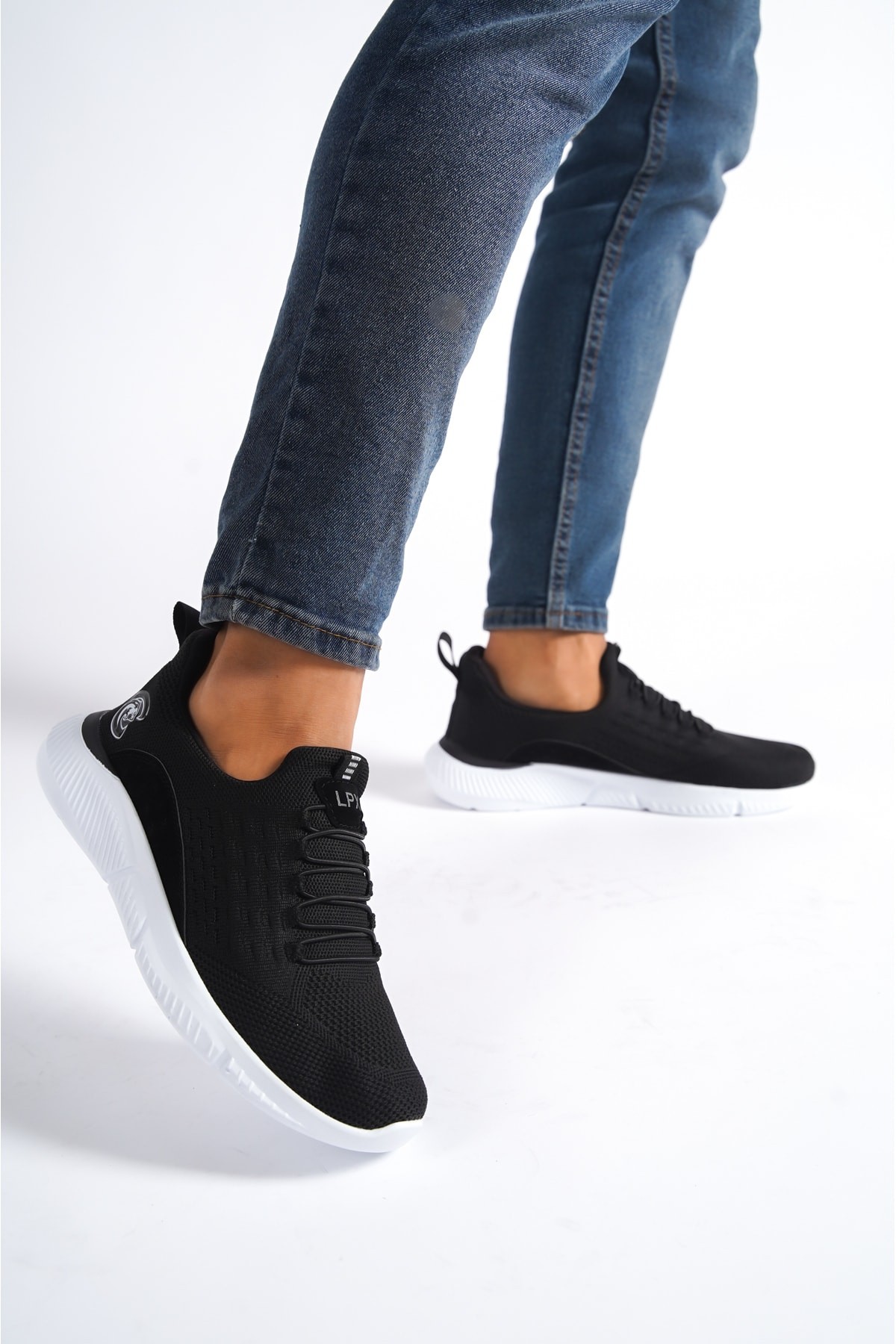 Siyah Beyaz Erkek Triko Sneaker Wsb0514