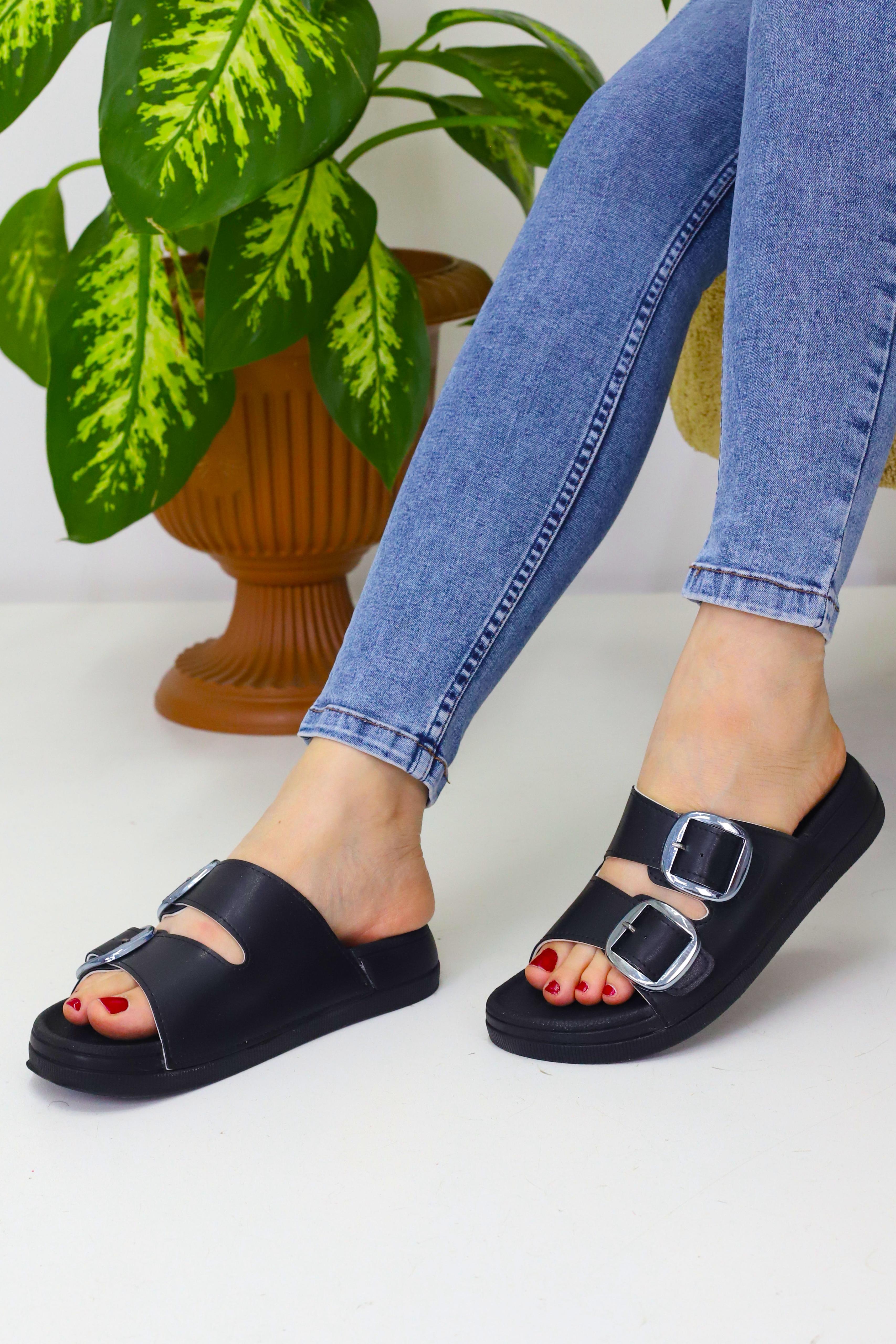 Siyah Kadın 2 kemerli Düz GünlükTerlik WSB2032