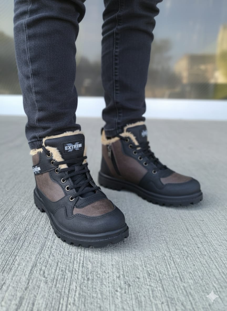 Çocuk Genç Sade Kahve Erkek Kız İçi Yünlü Su Geçirmez Bot WSB0220