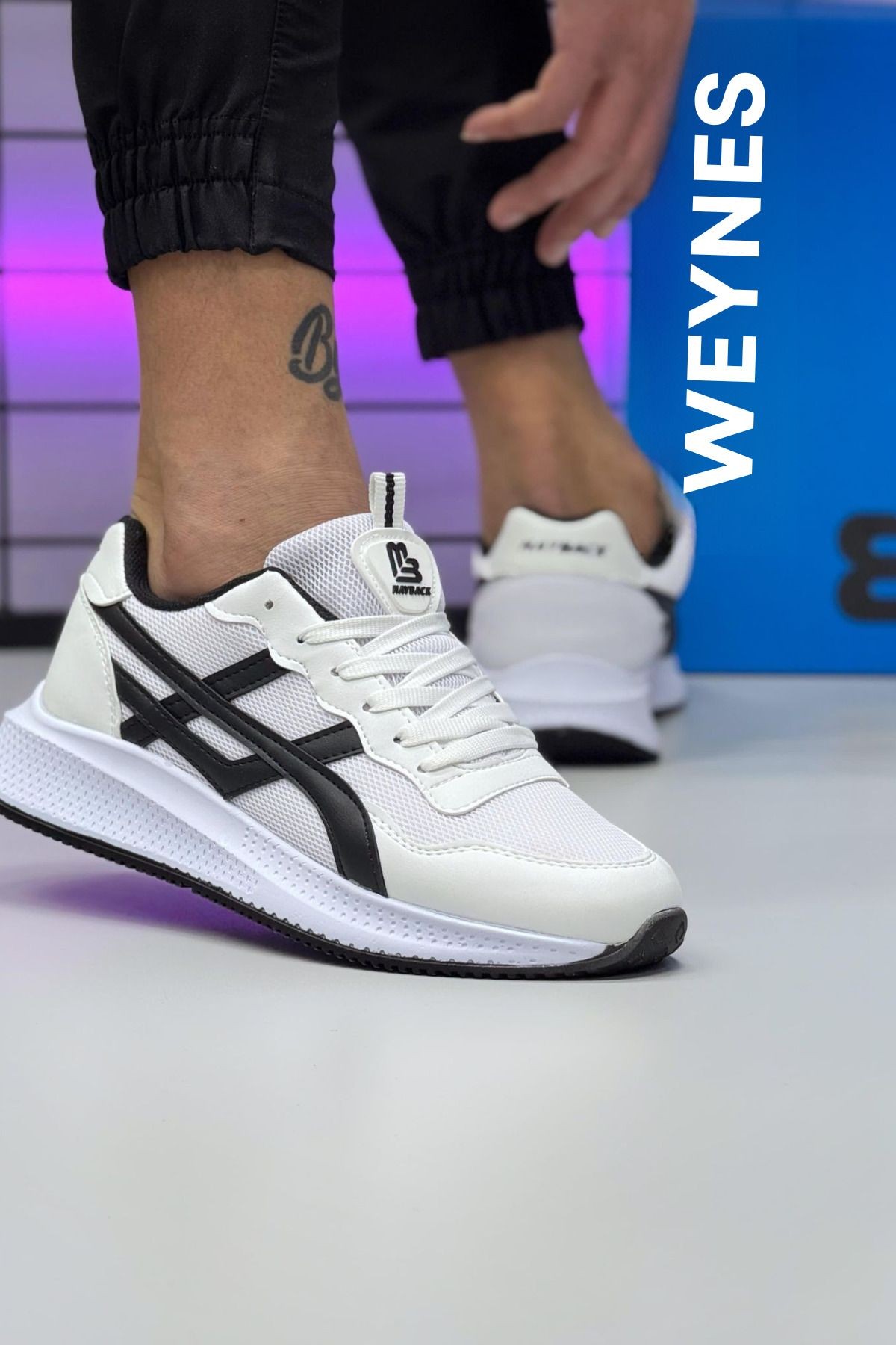 Unisex Şeritli Günlük Ortopedik Spor Ayakkabı WSB4022 - beyaz