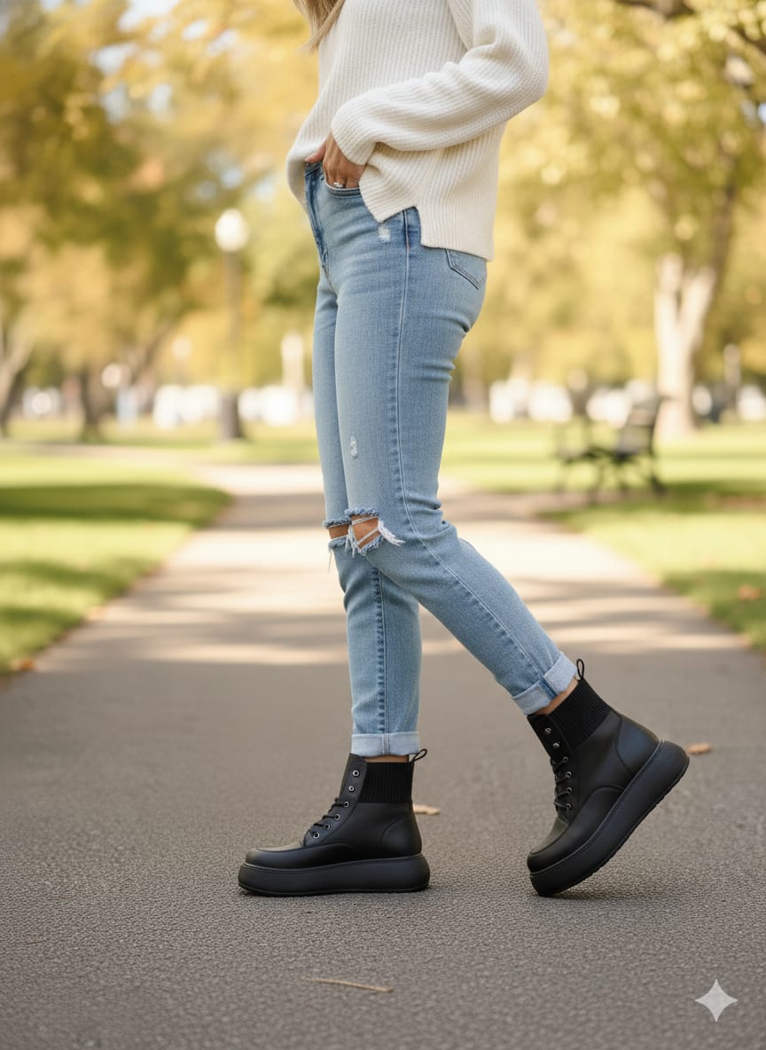 Kadın Siyah Yüksek Taban Triko Su Geçirmez Postal Bot WSB1162