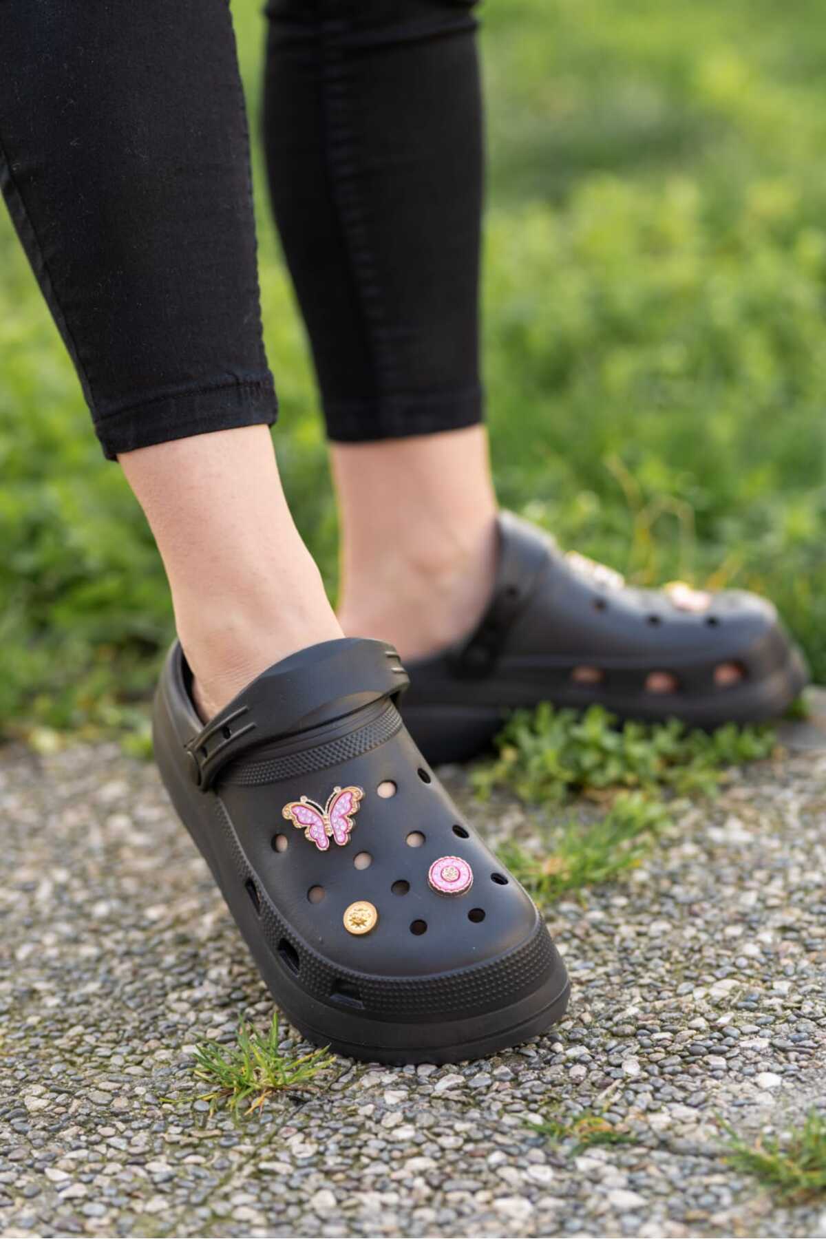 Siyah Kadın Yüksek Tabanlı Sabo Taşlı Terlik Wsb0700