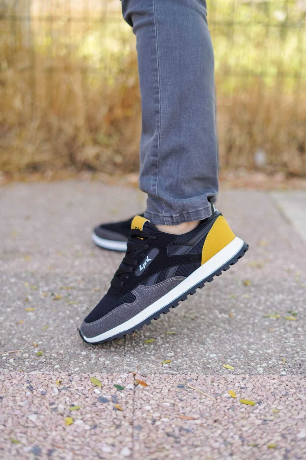 Siyah Sarı Erkek Lpx Rahat Tırtık Taban Sneaker Wsb0548
