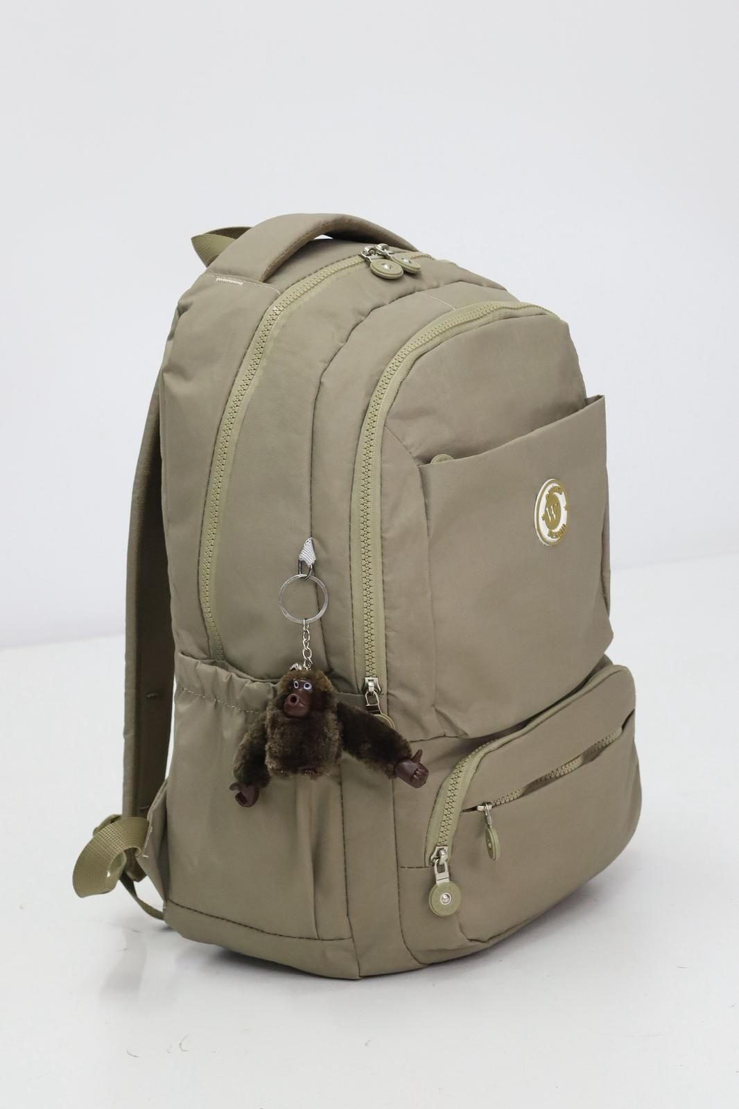 Haki Unisex Kırınkil Kumaş  Günlük Sırt Okul Çantası WSB5042