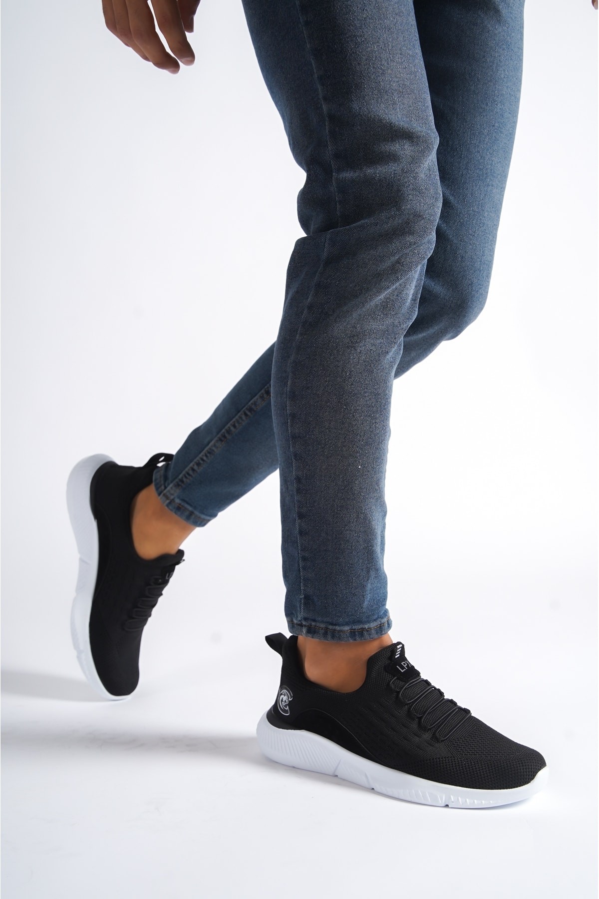 Siyah Beyaz Erkek Triko Sneaker Wsb0514