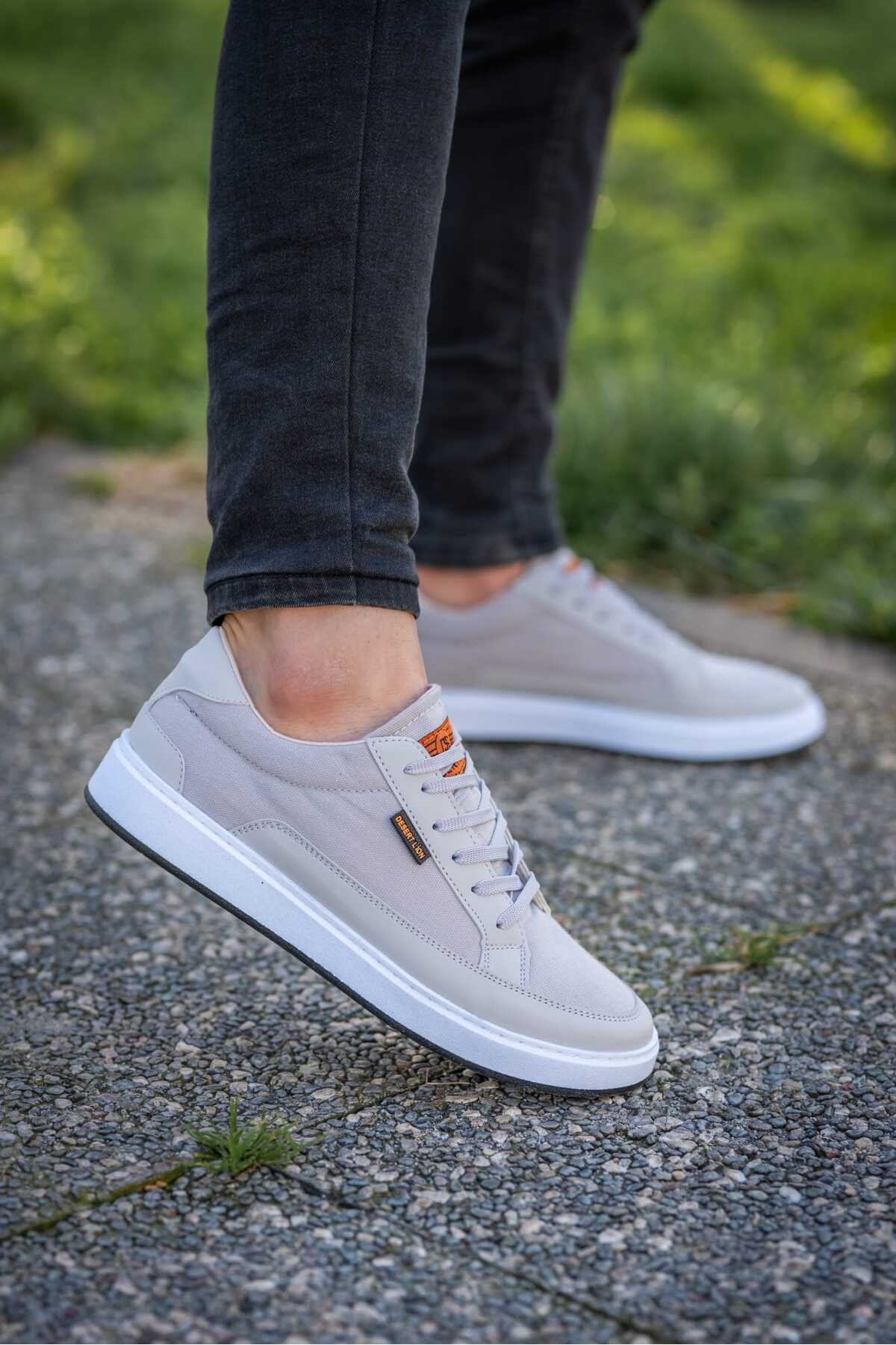 Gri Erkek Düz Taban Rahat Sneaker Ayakkabı Wsb0788