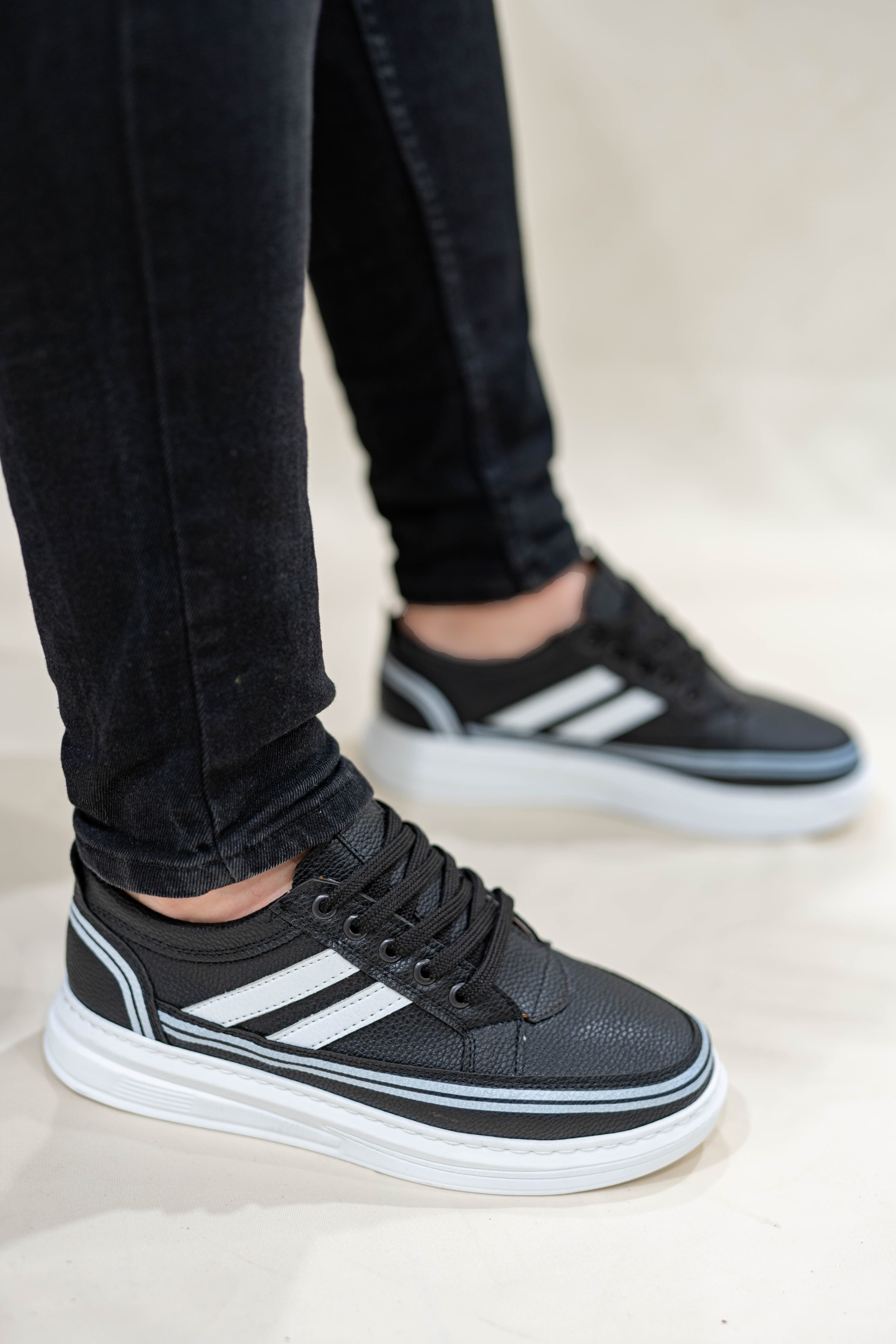 Erkek  Çizgili Bağcıklı Günlük Casual Ayakkabı Sneaker WSB4048