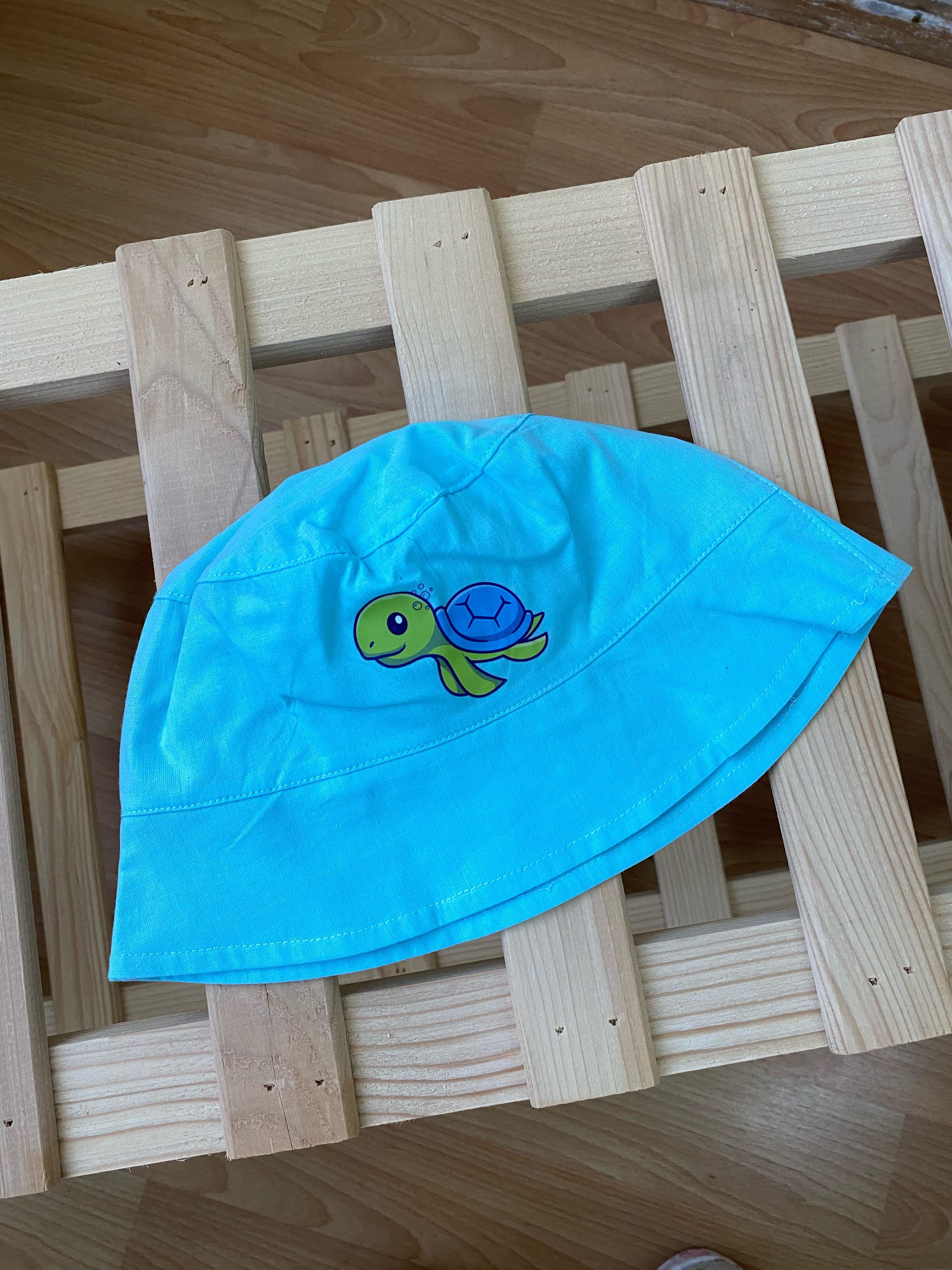 Mint Renk Kaplumbağa Baskılı Yazlık Buclet Çocuk Şapka (1-3 Yaş Uyumlu) 