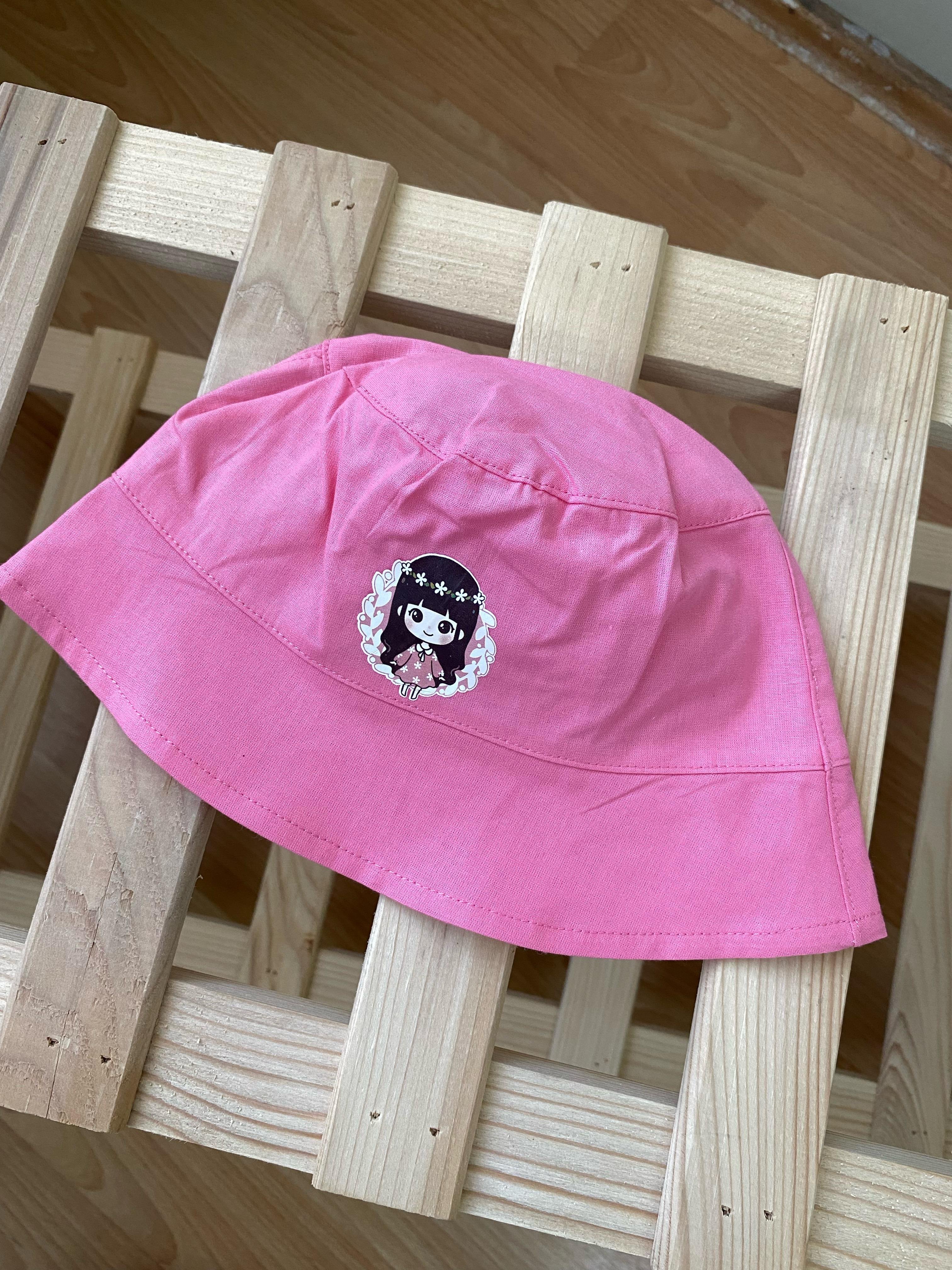 Pembe Renk Prenses Baskılı Yazlık Buclet Kız Çocuk Şapka (1-3 Yaş Uyumlu) 