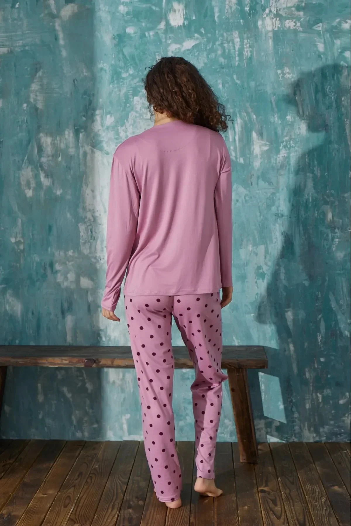 Mihra 50902-5 Kadın Kışlık Milan Kumaş Önden Düğmeli Pijama Takımı