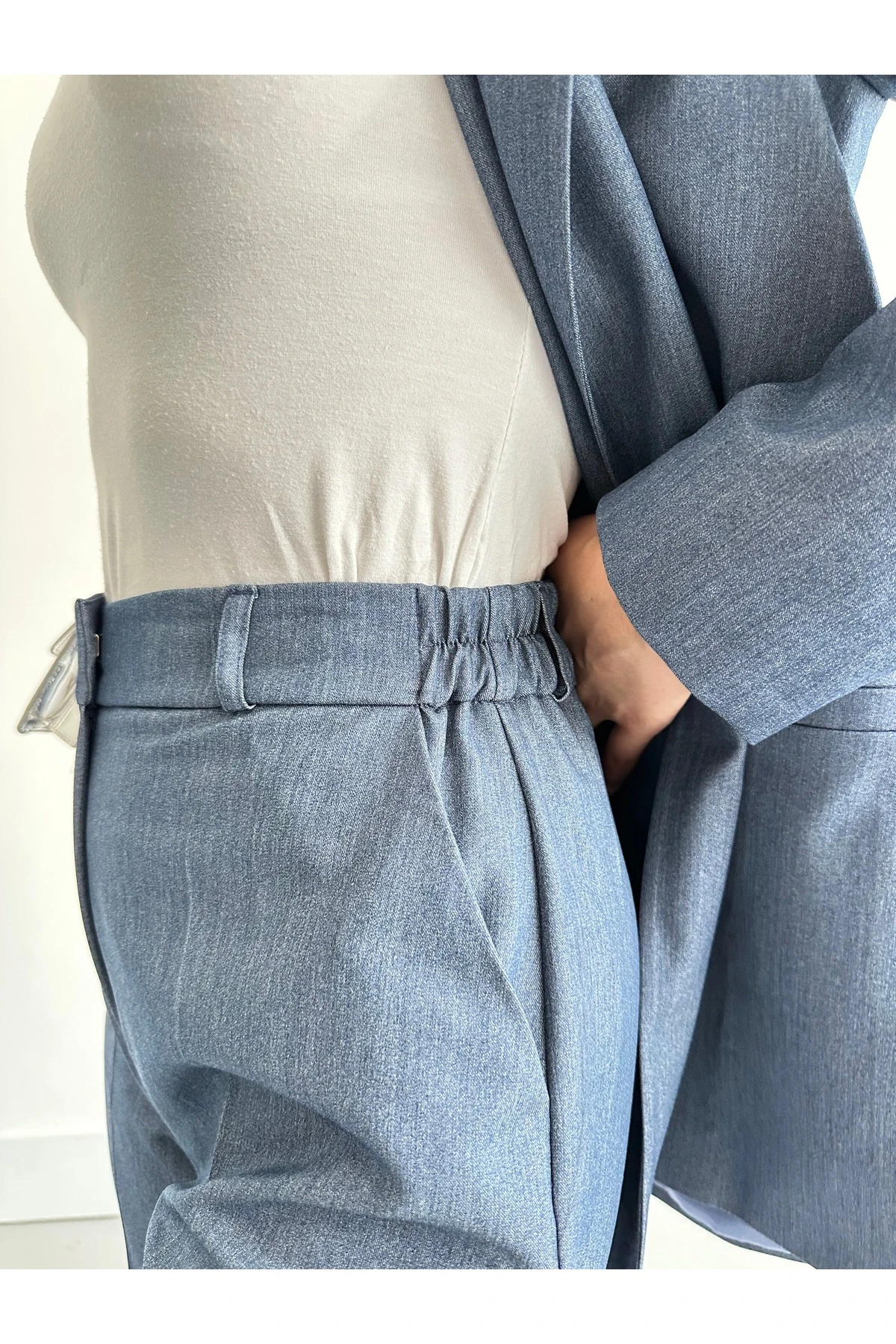 Poliviskon Kumaş Kemerli ikili Takım Kadın