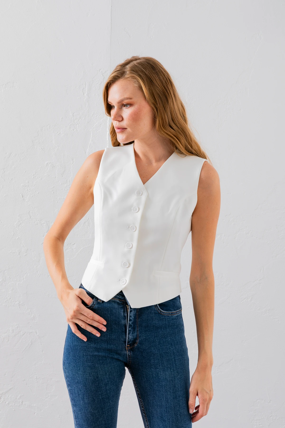  Kadın Yelek - beyaz