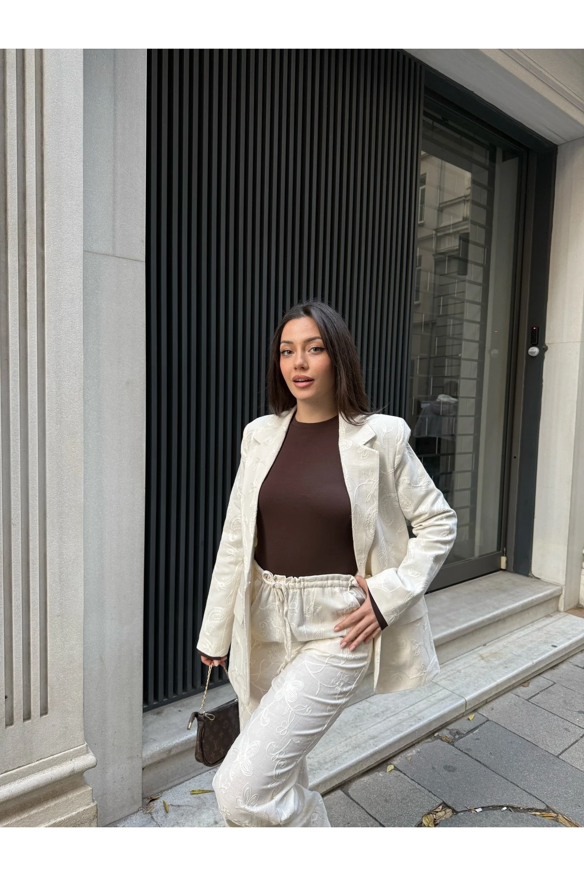 Kadın Nakışlı Keten Takım Elbise