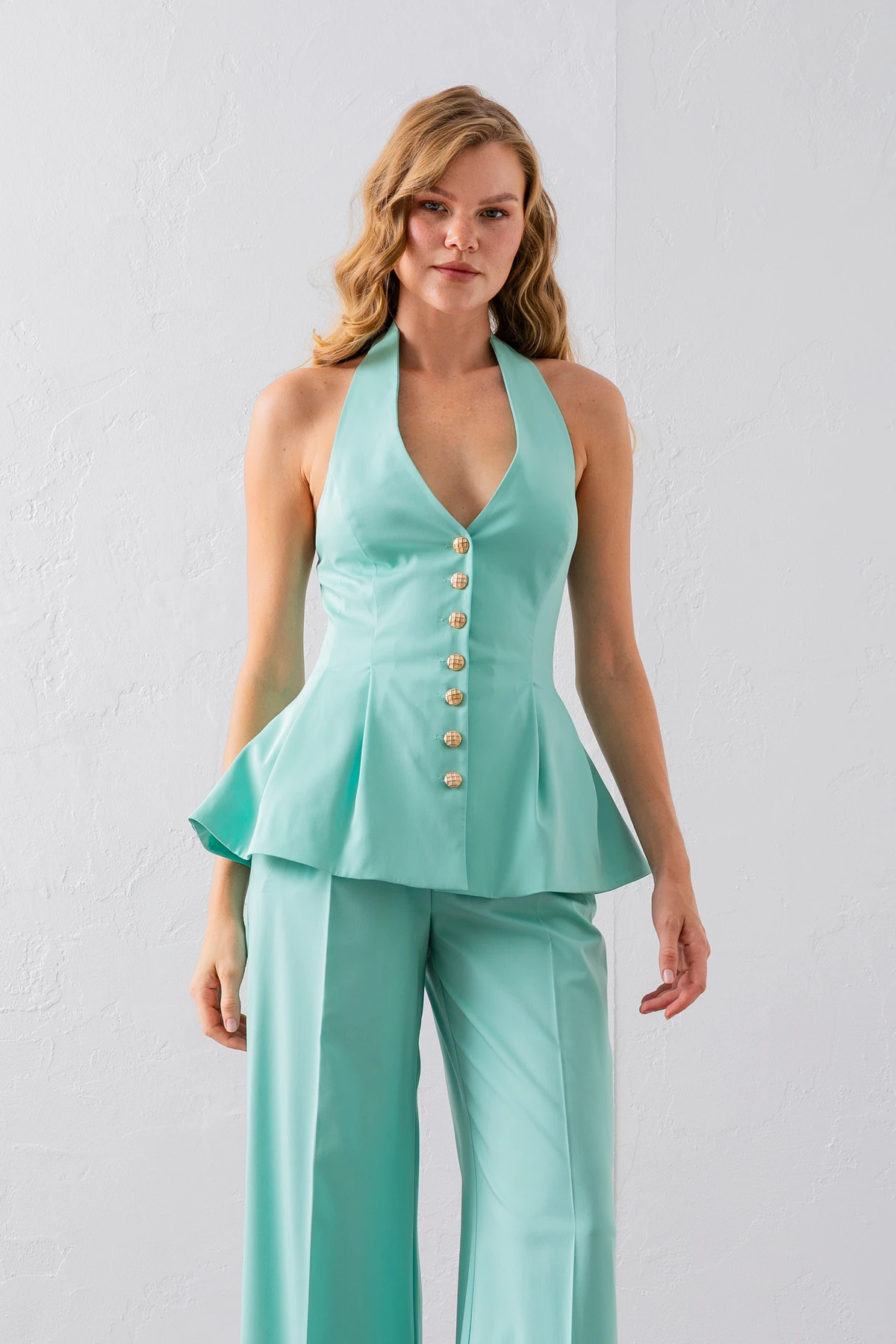 Volanlı Yelek İkili Takım