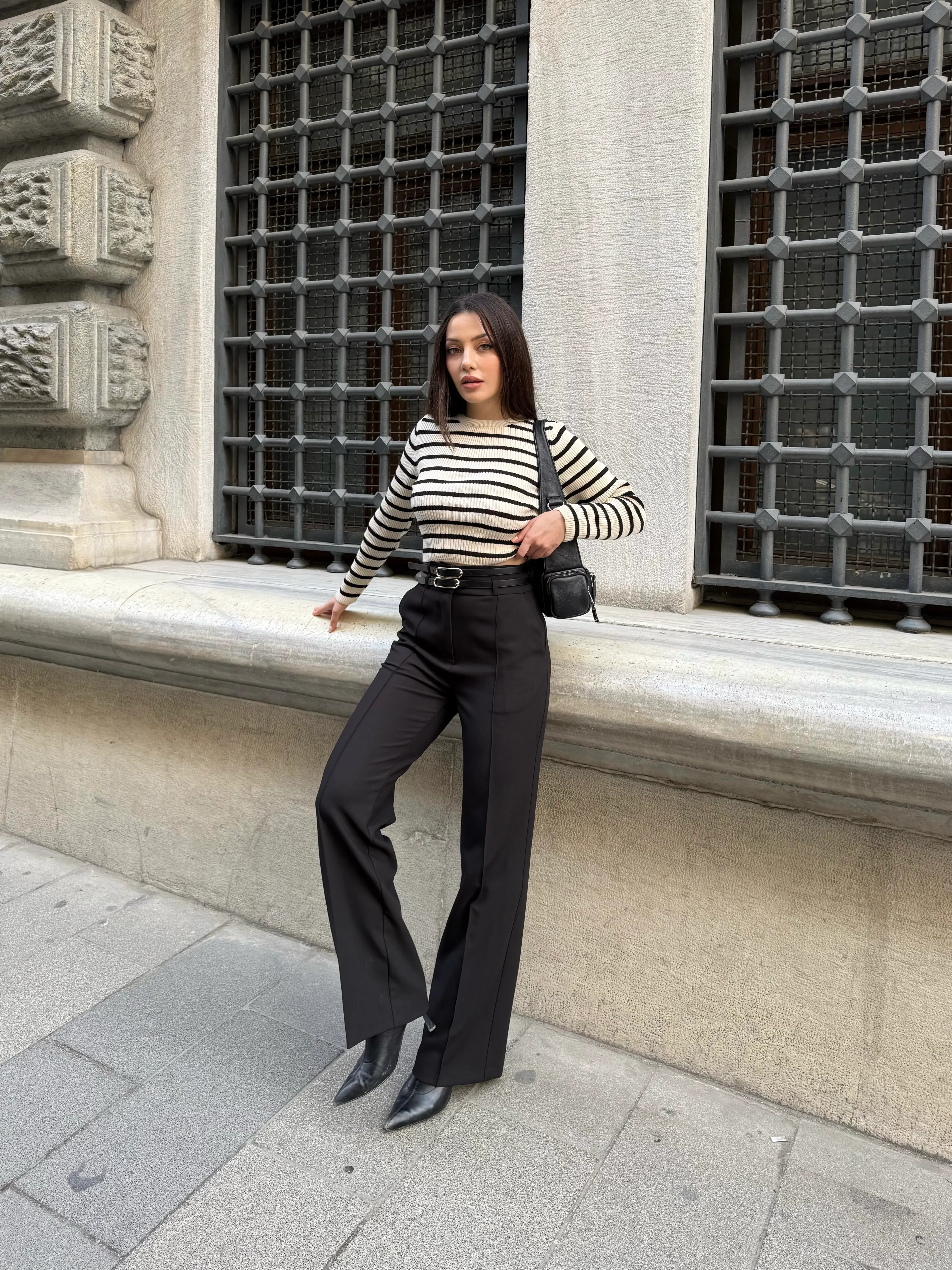 Sırtı Kemer Dekolteli KAZAK - beyaz