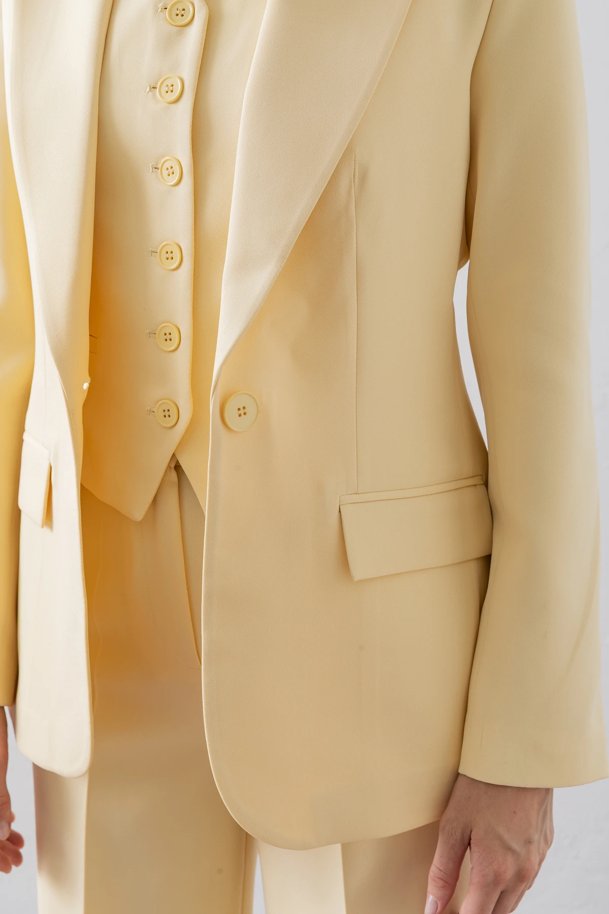 Takım Elbise Tek Düğmeli Blazer Ceket Pantolon Yelek Üçlü Takım