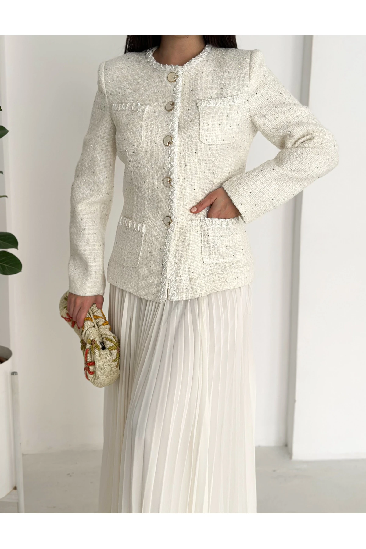 Lüks Pilise Etekli İkili Takım