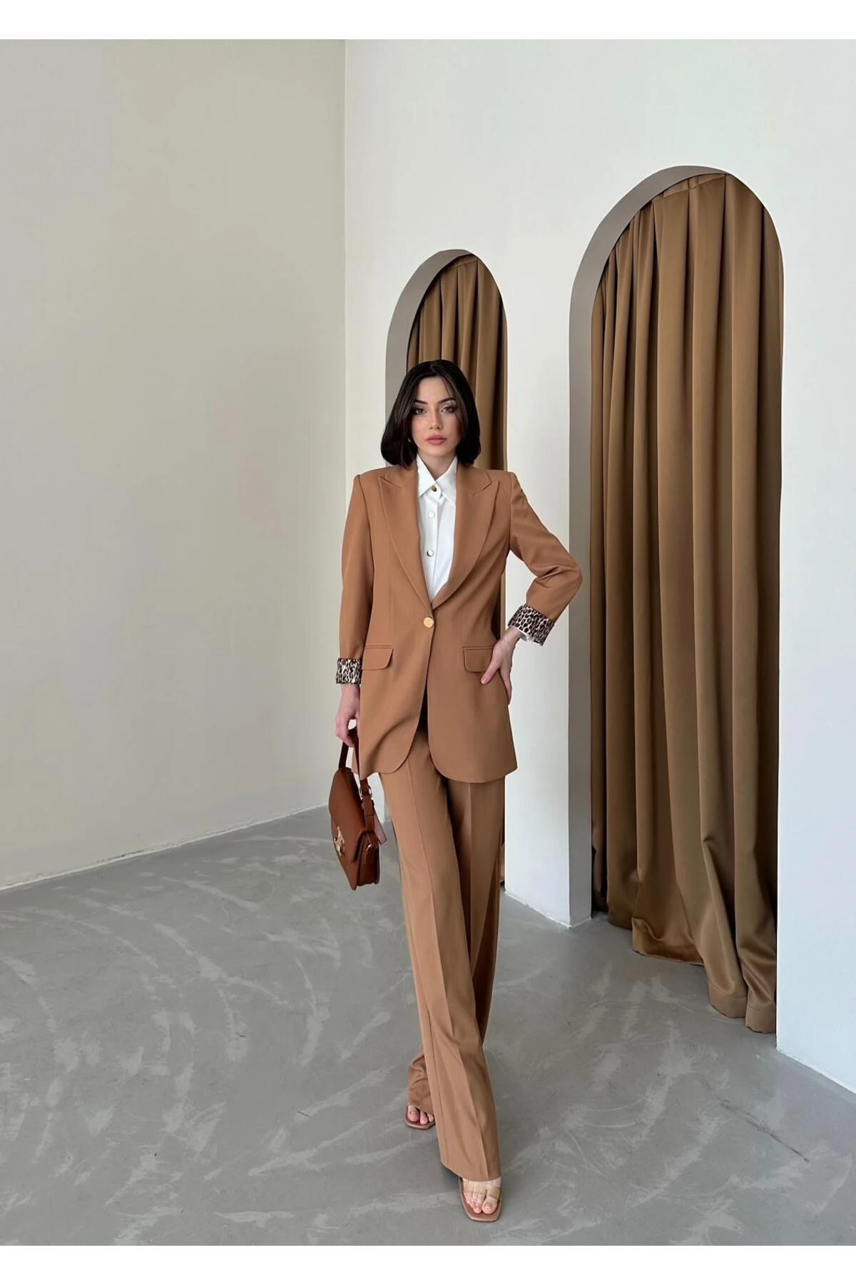 Blazer Jacket with Leopard Lining