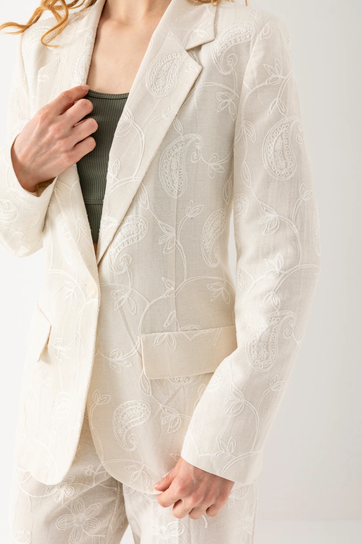 Kadın Keten Nakışlı Ceket