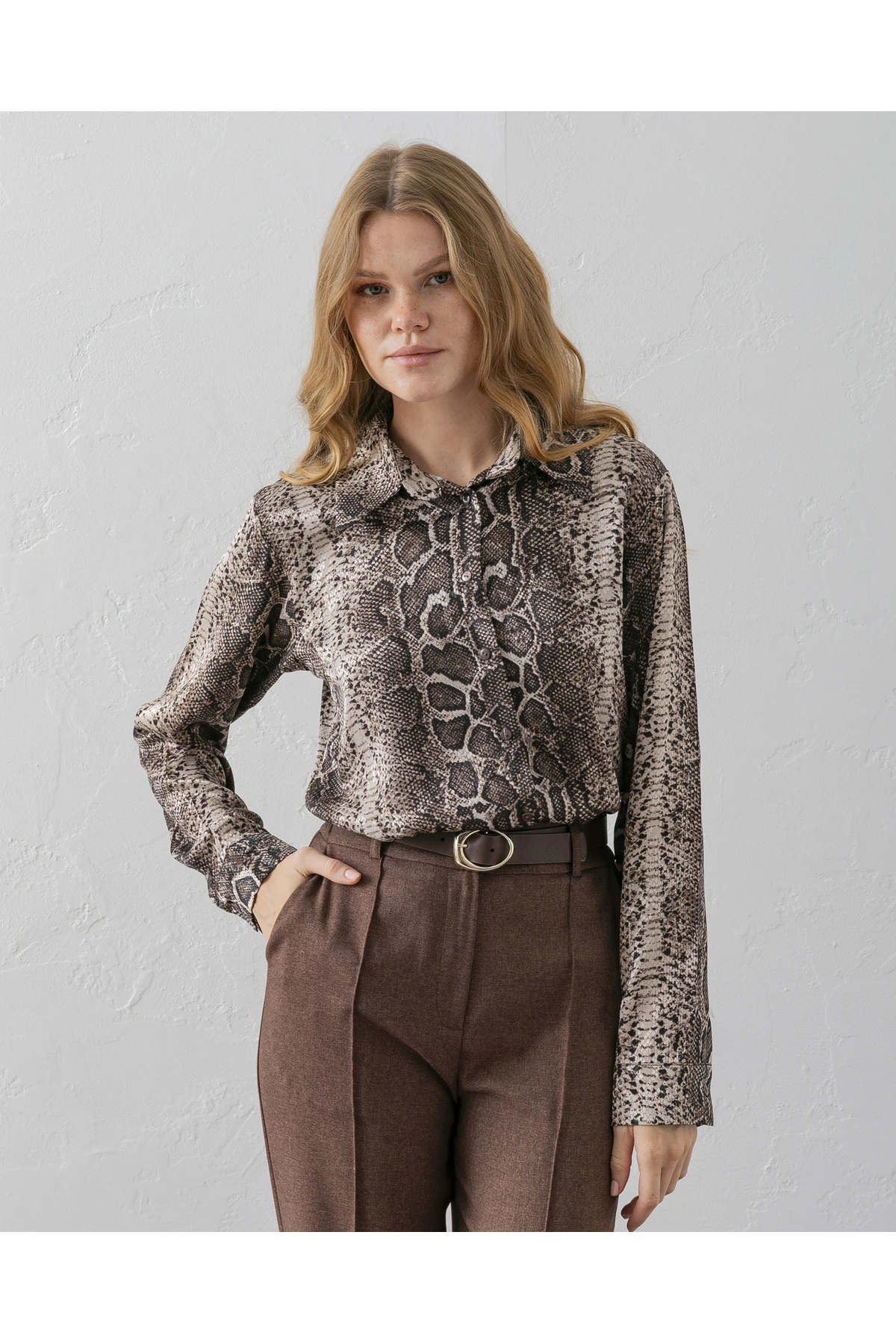 Desenli Kahverengi Gömlek
