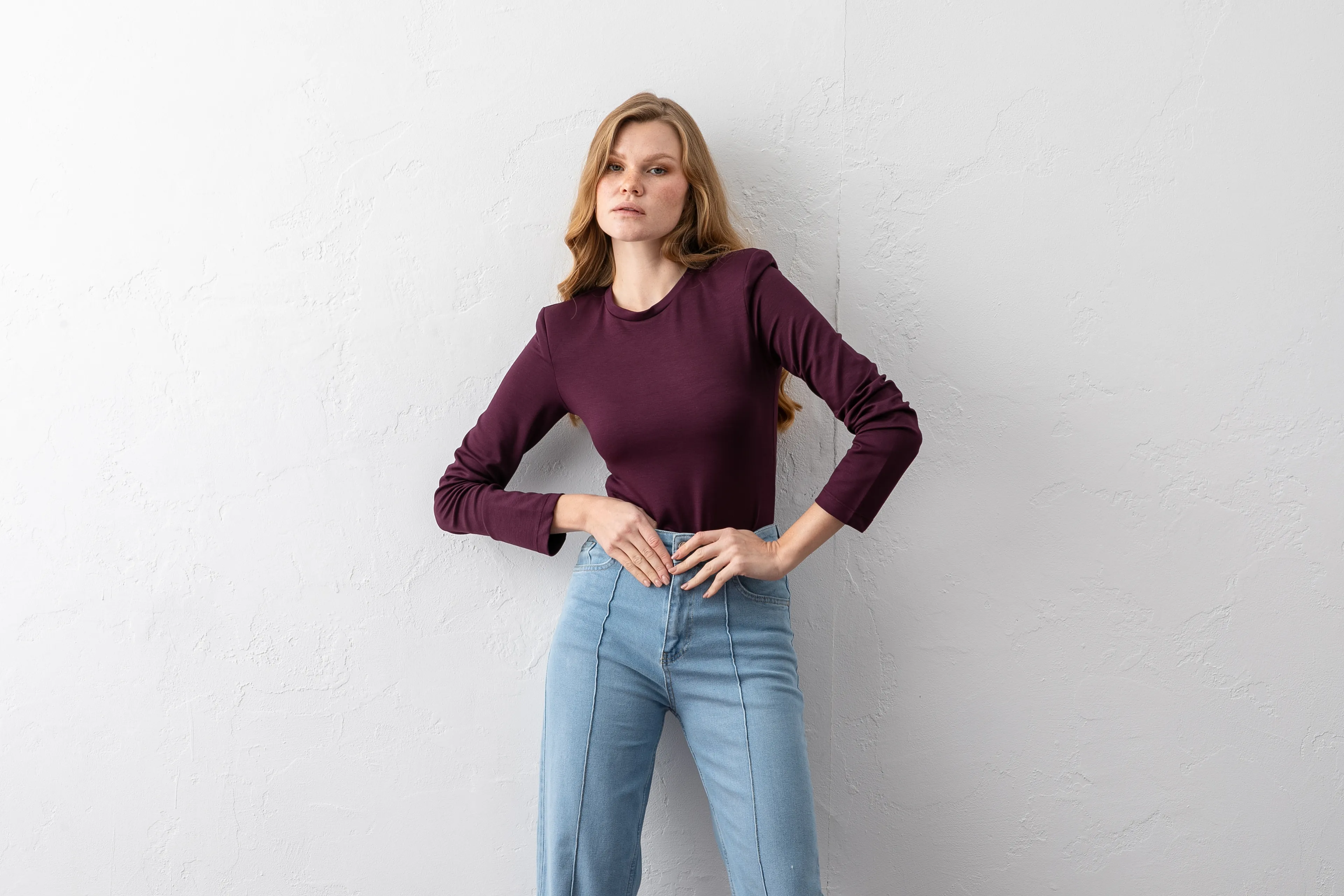 Yüksek Belli Nervürlü Kot Pantolon