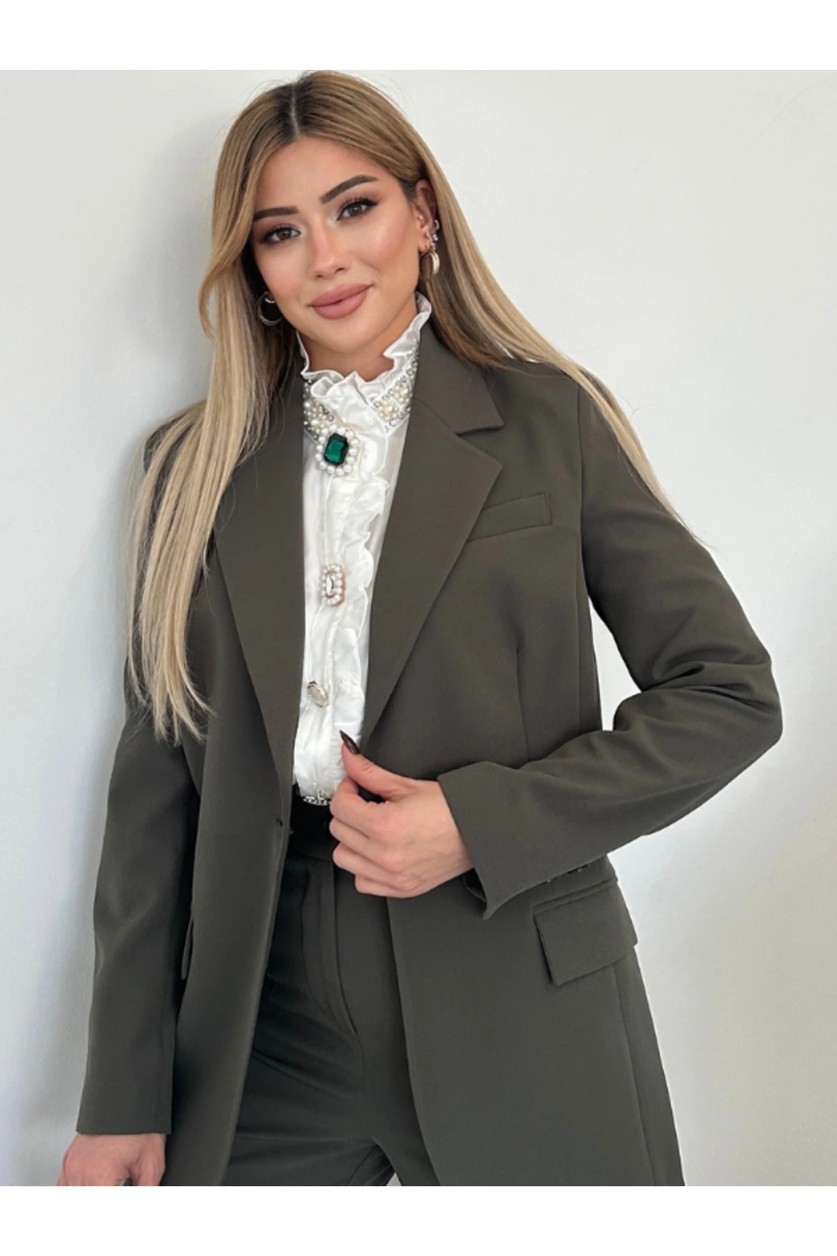 Women’s Classic Two-Piece Blazer Set - Dark Green