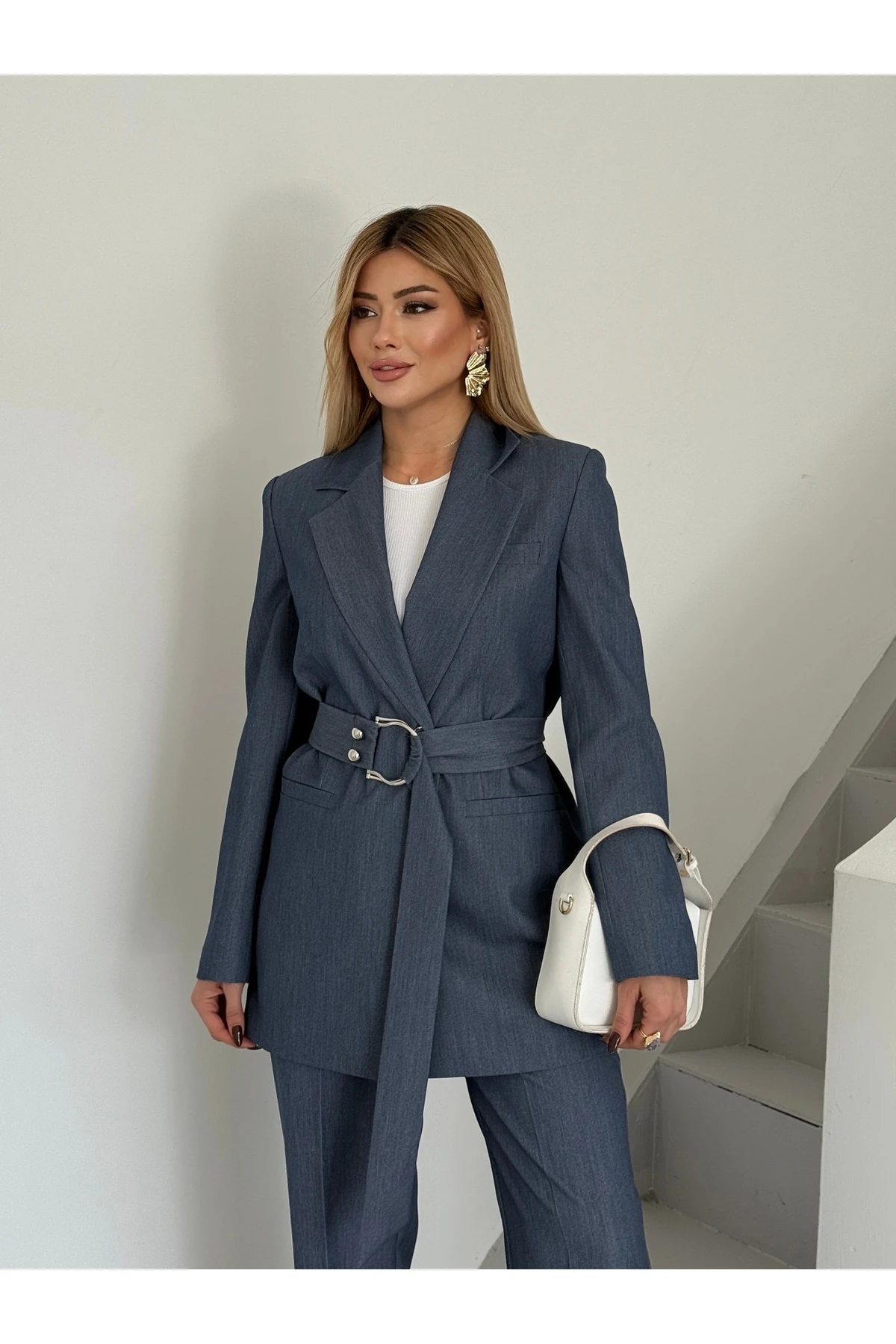 Poliviskon Kumaş Kemerli ikili Takım Kadın