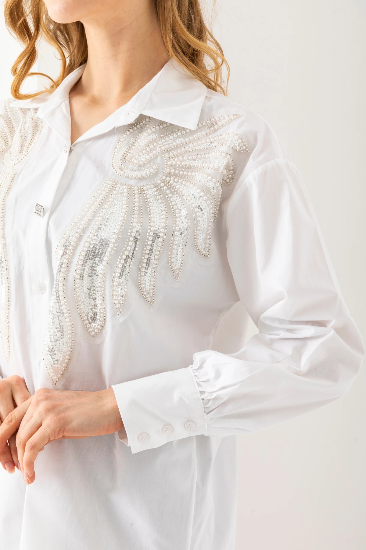 Kadın Gömlek Kelebek Taş Detaylı