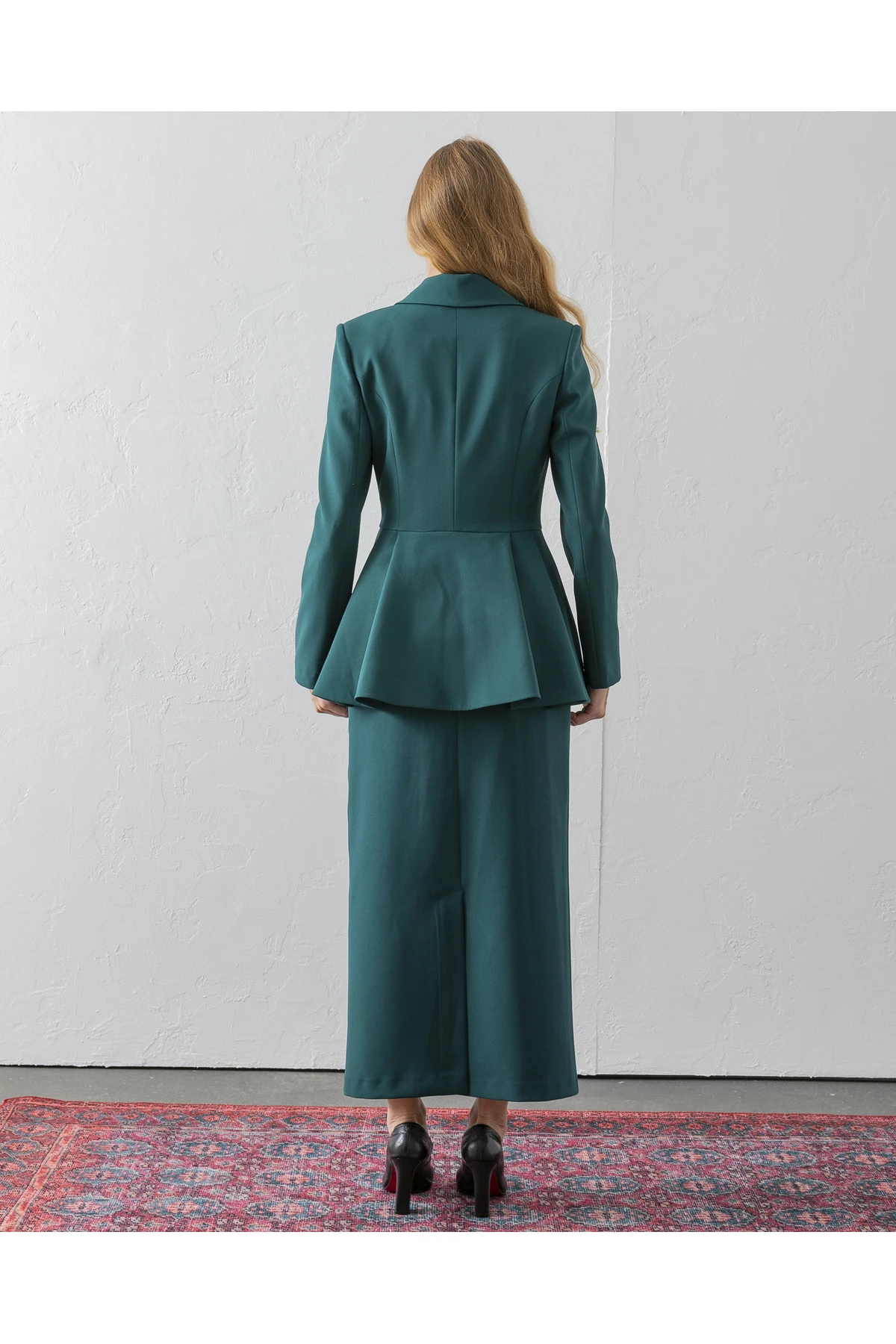 Ruffled Blazer & Skirt Two-Piece Set