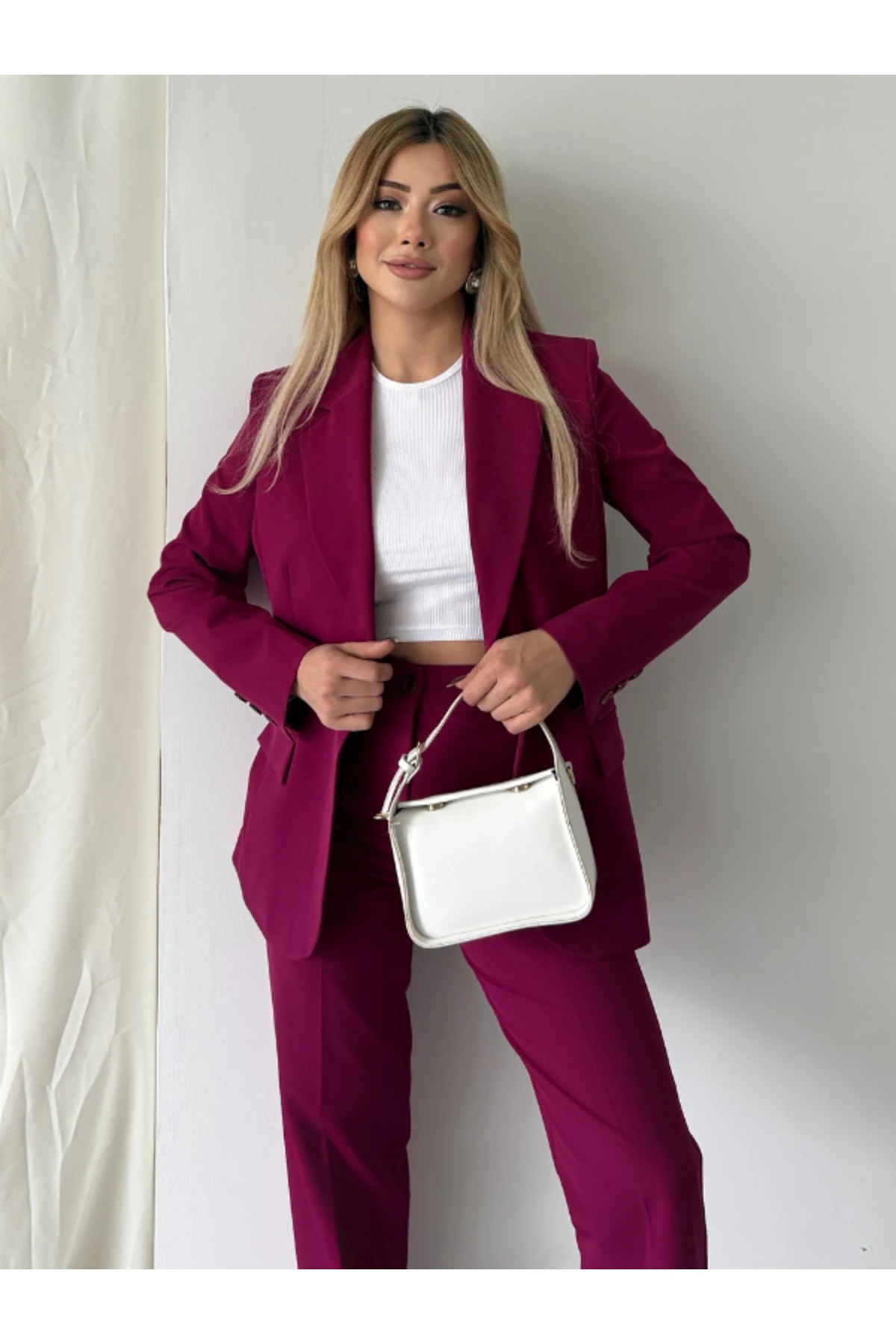 Women’s Classic Two-Piece Blazer Set - Dark Purple