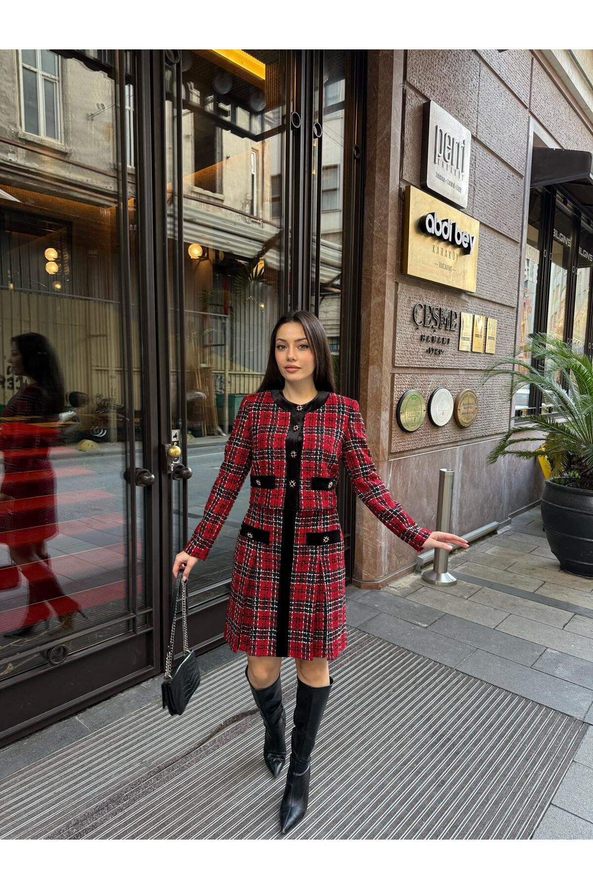 Şık Şanel Kadife etekli İkili Takım