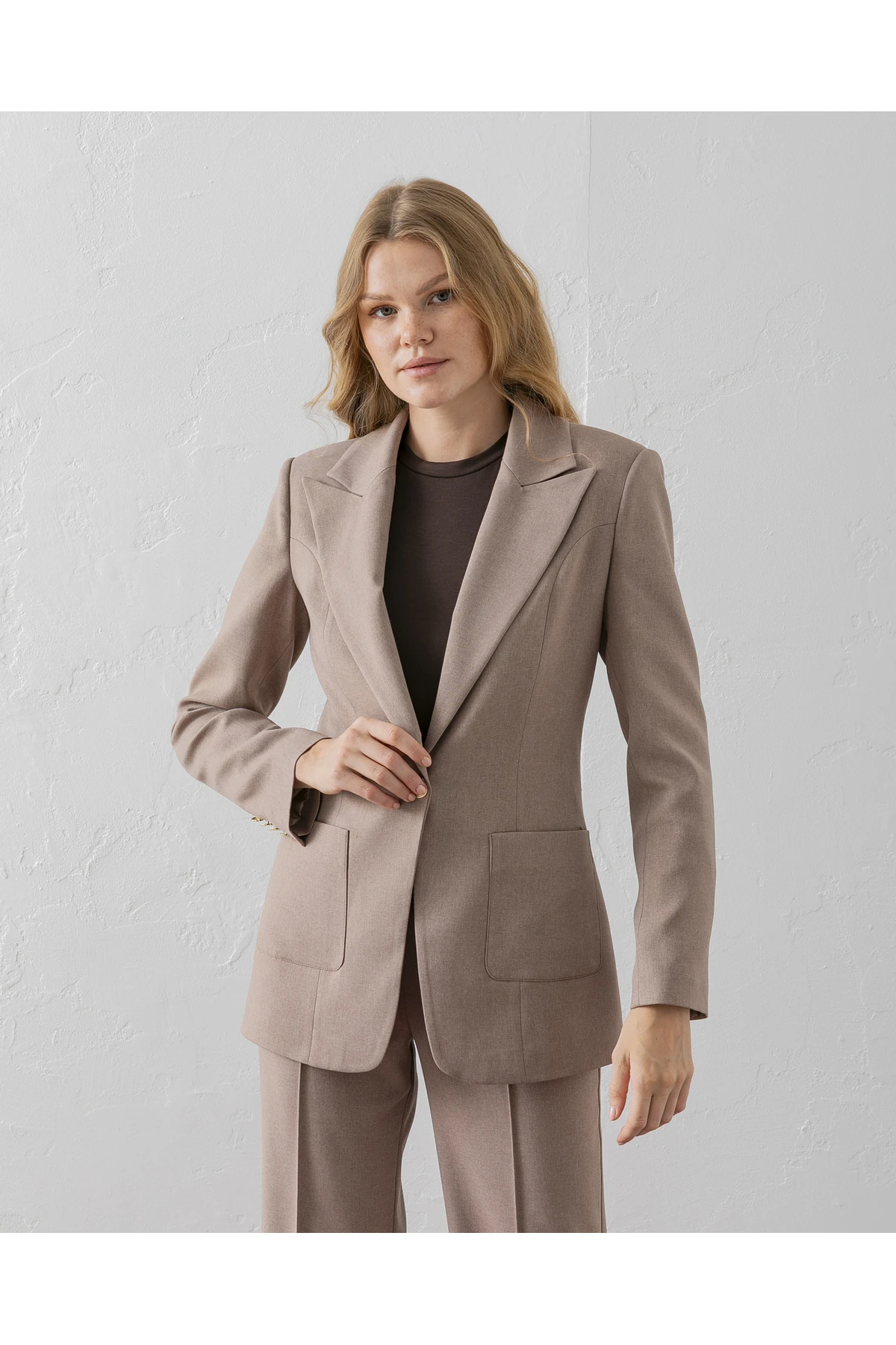 Çift Cepli Poliviskon Blazer Ceket