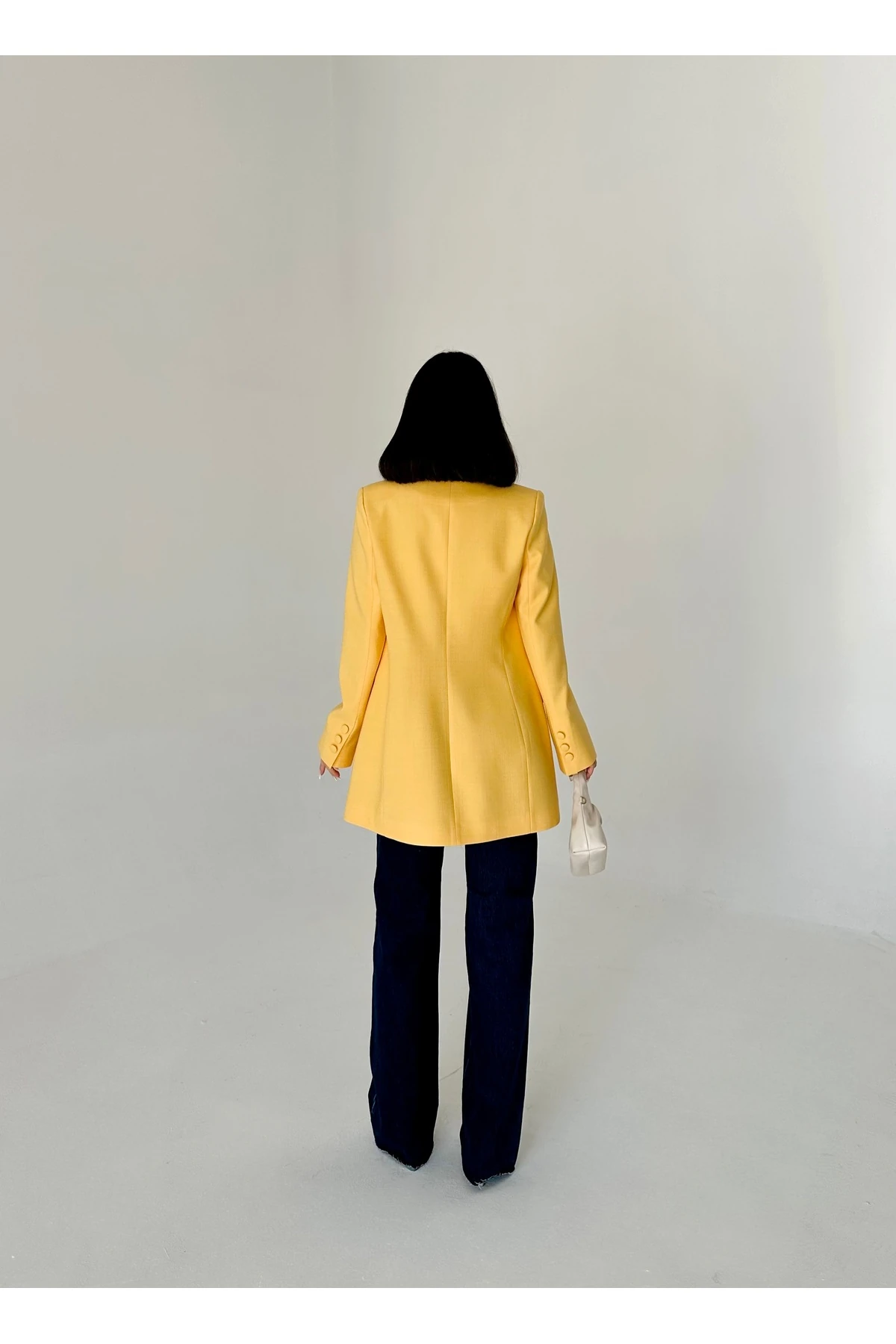 Kaplama Düğmeli uzun Blazer Ceket