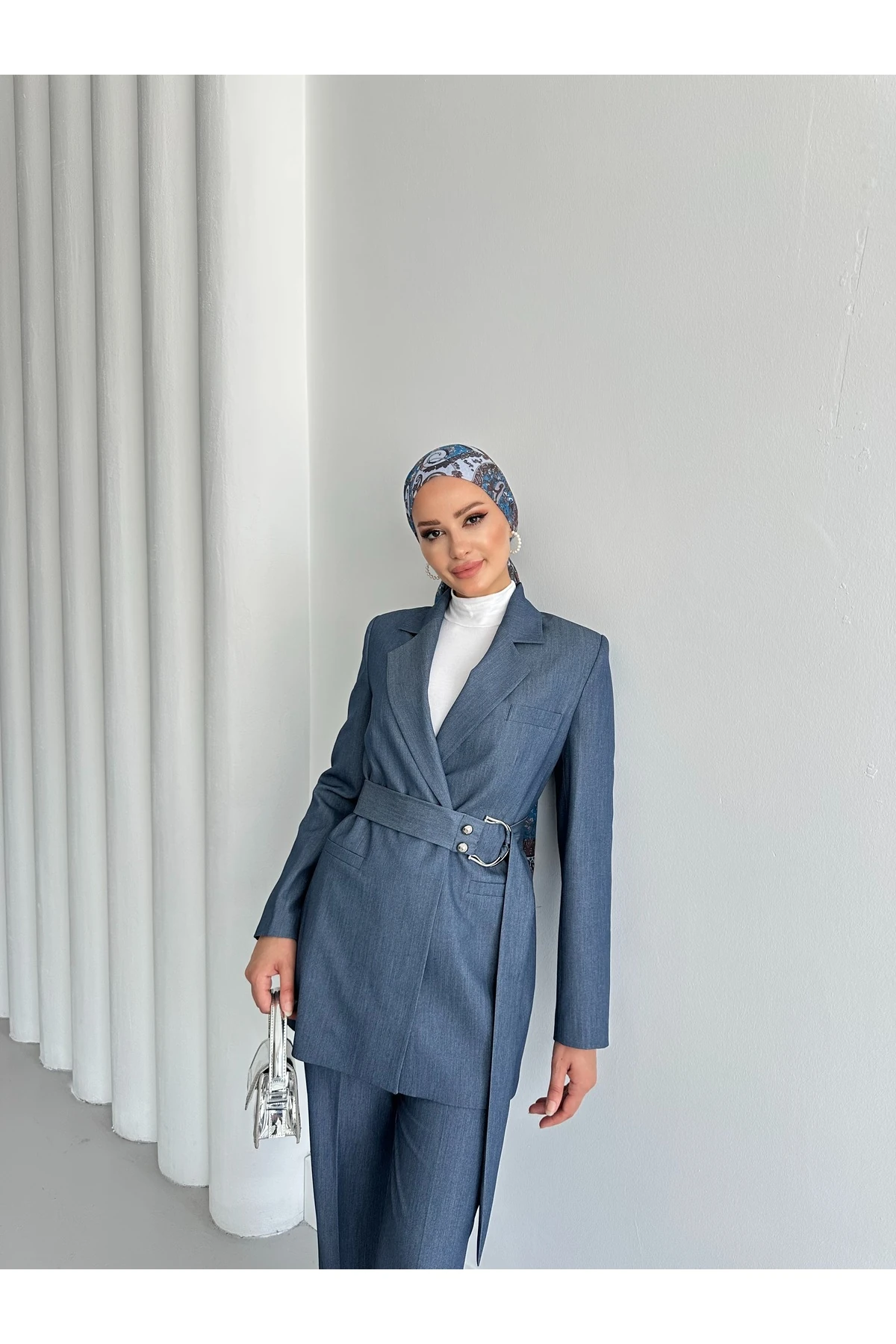 Poliviskon Kumaş Kemerli ikili Takım Kadın