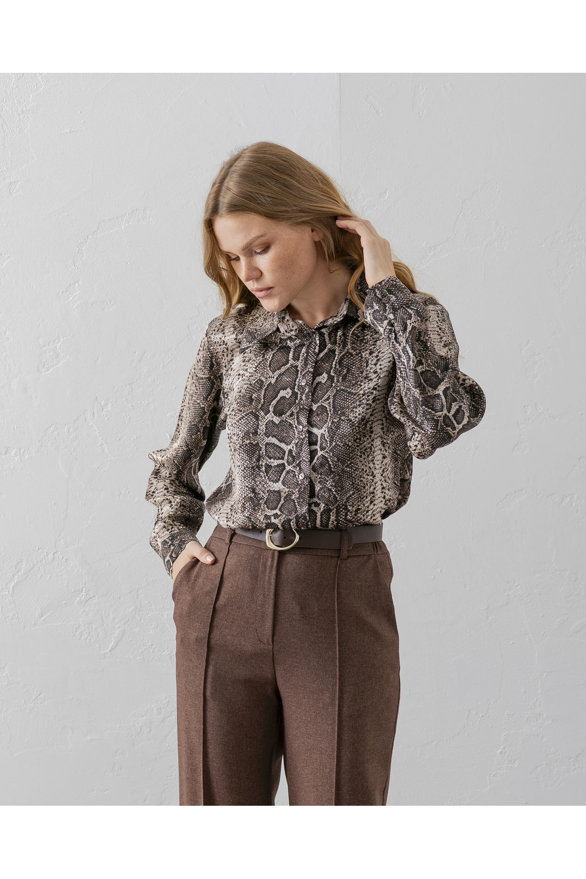 Desenli Kahverengi Gömlek
