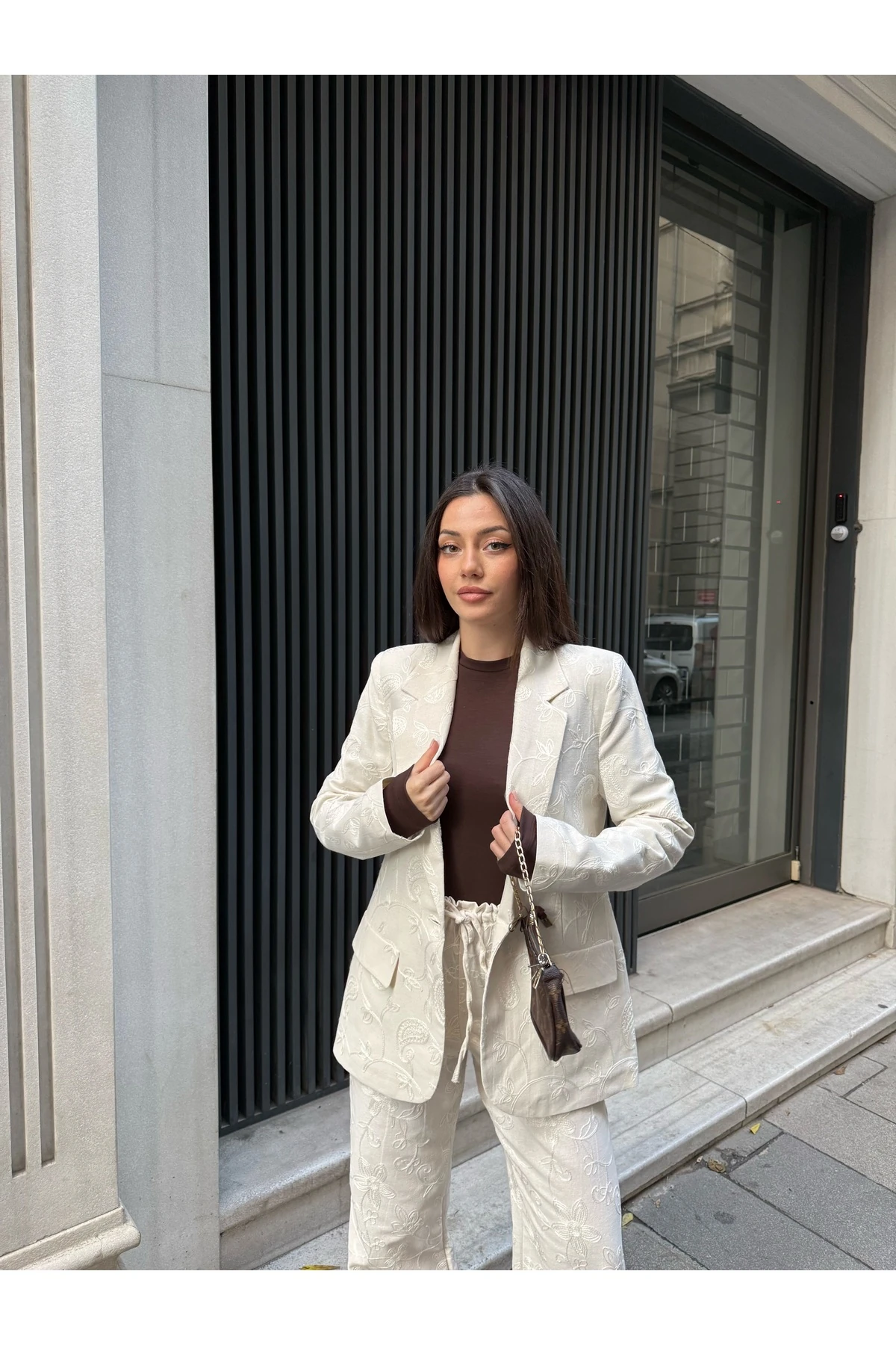 Kadın Nakışlı Keten Takım Elbise