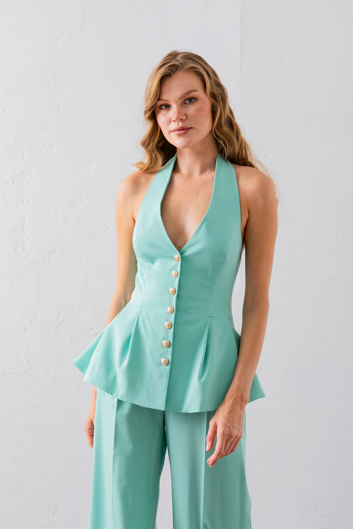 Volanlı Yelek İkili Takım