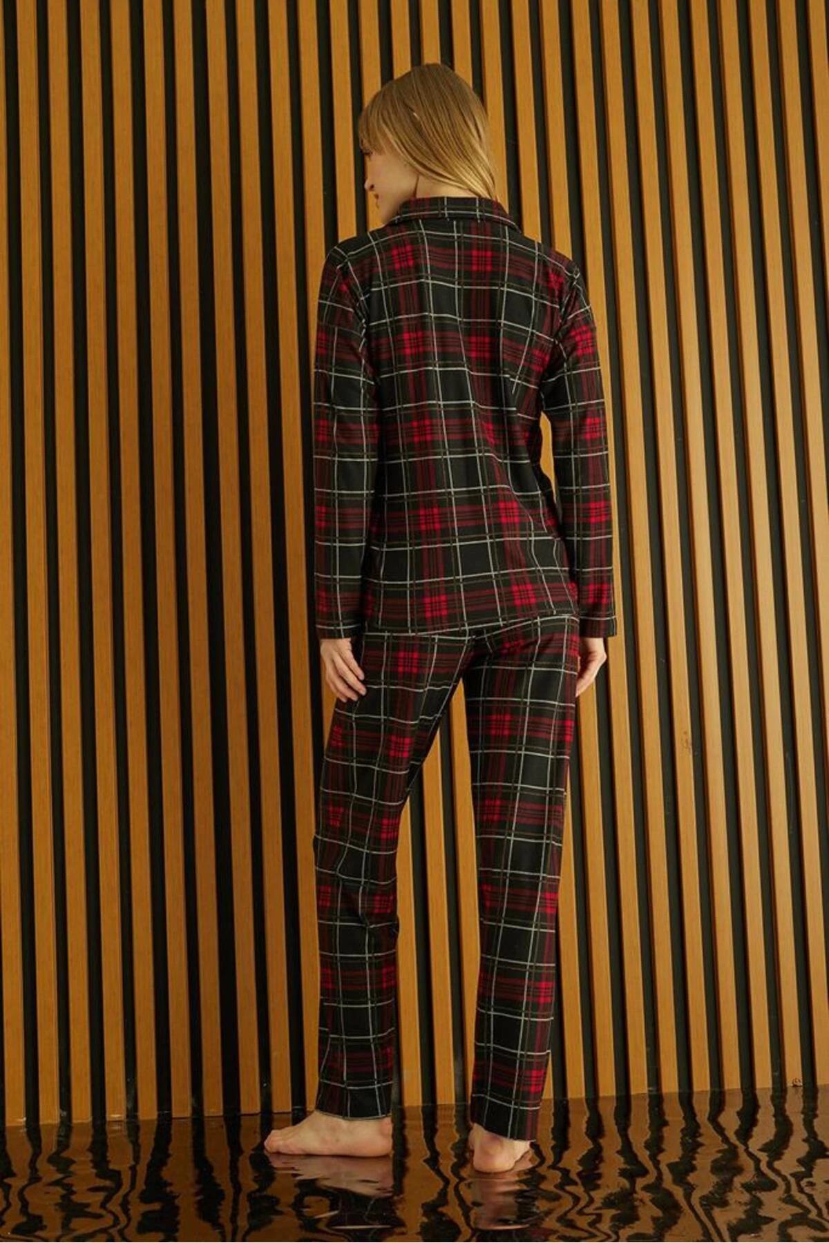 VUNTAL KADIN SÜET ÖNDEN DÜĞMELİ PİJAMA TAKIMI