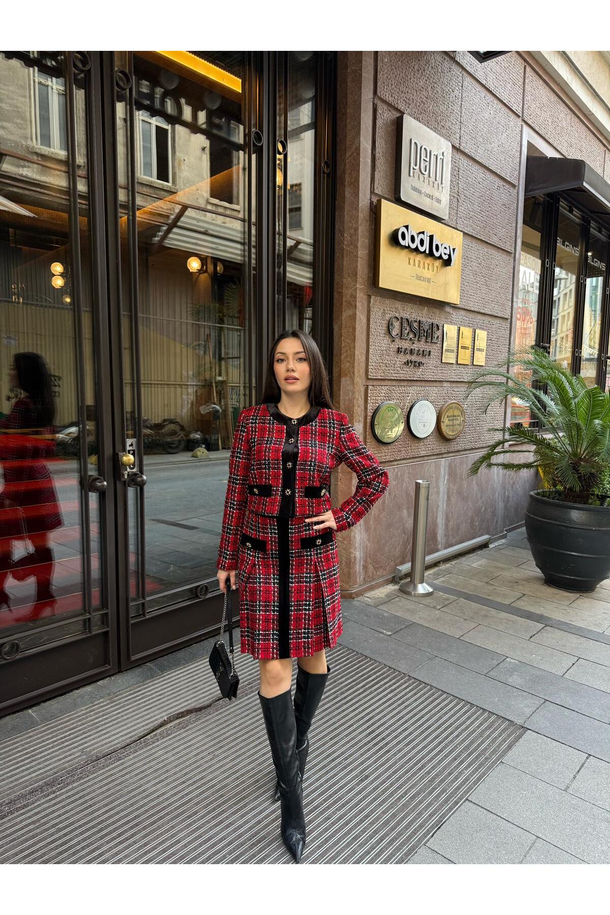 Şık Şanel Kadife etekli İkili Takım