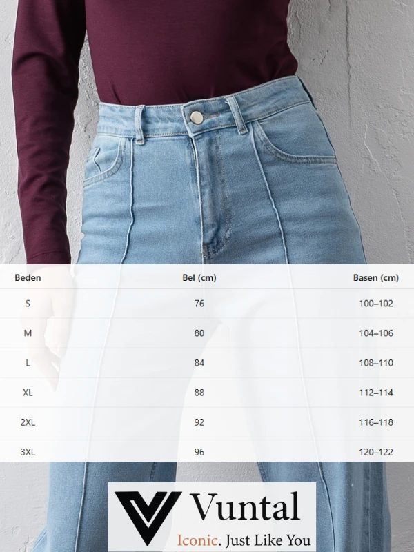 Yüksek Belli Nervürlü Kot Pantolon