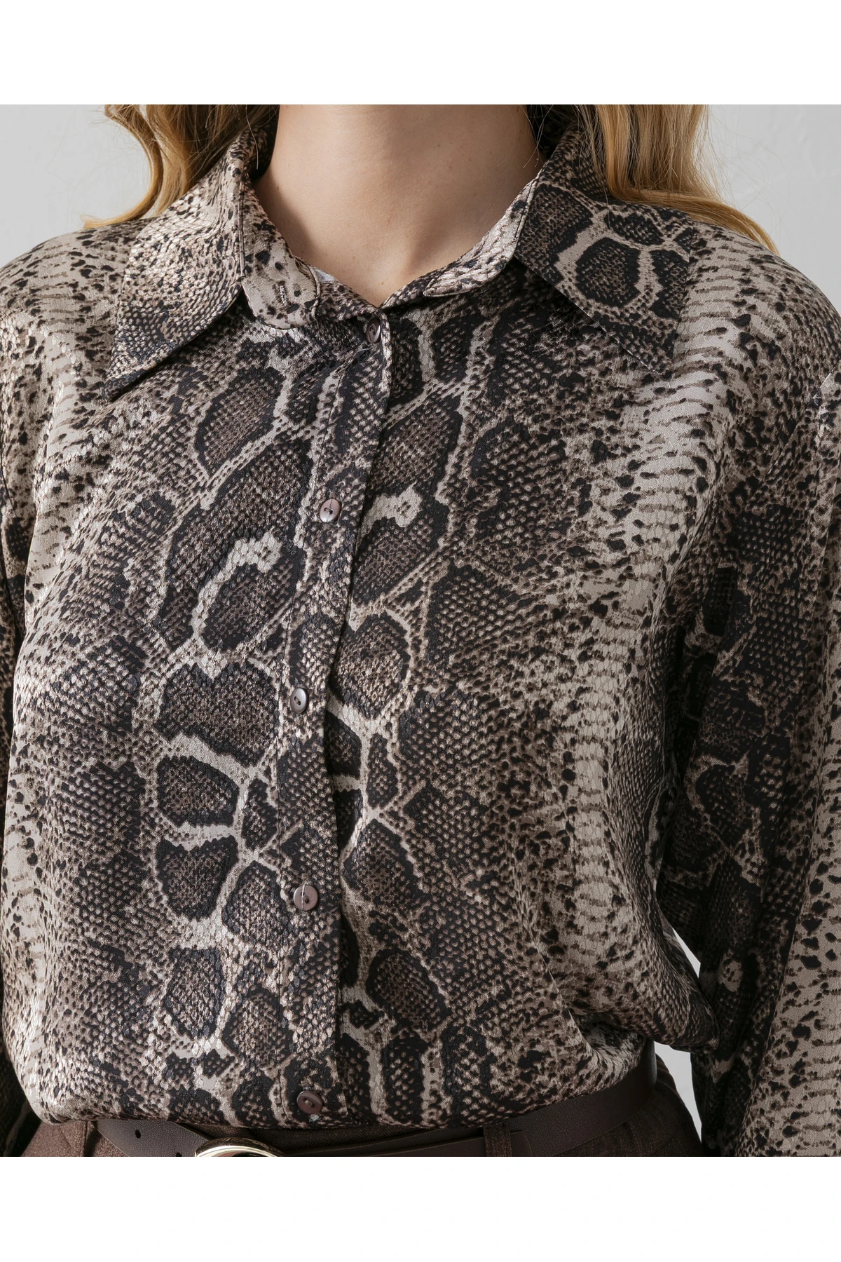 Desenli Kahverengi Gömlek
