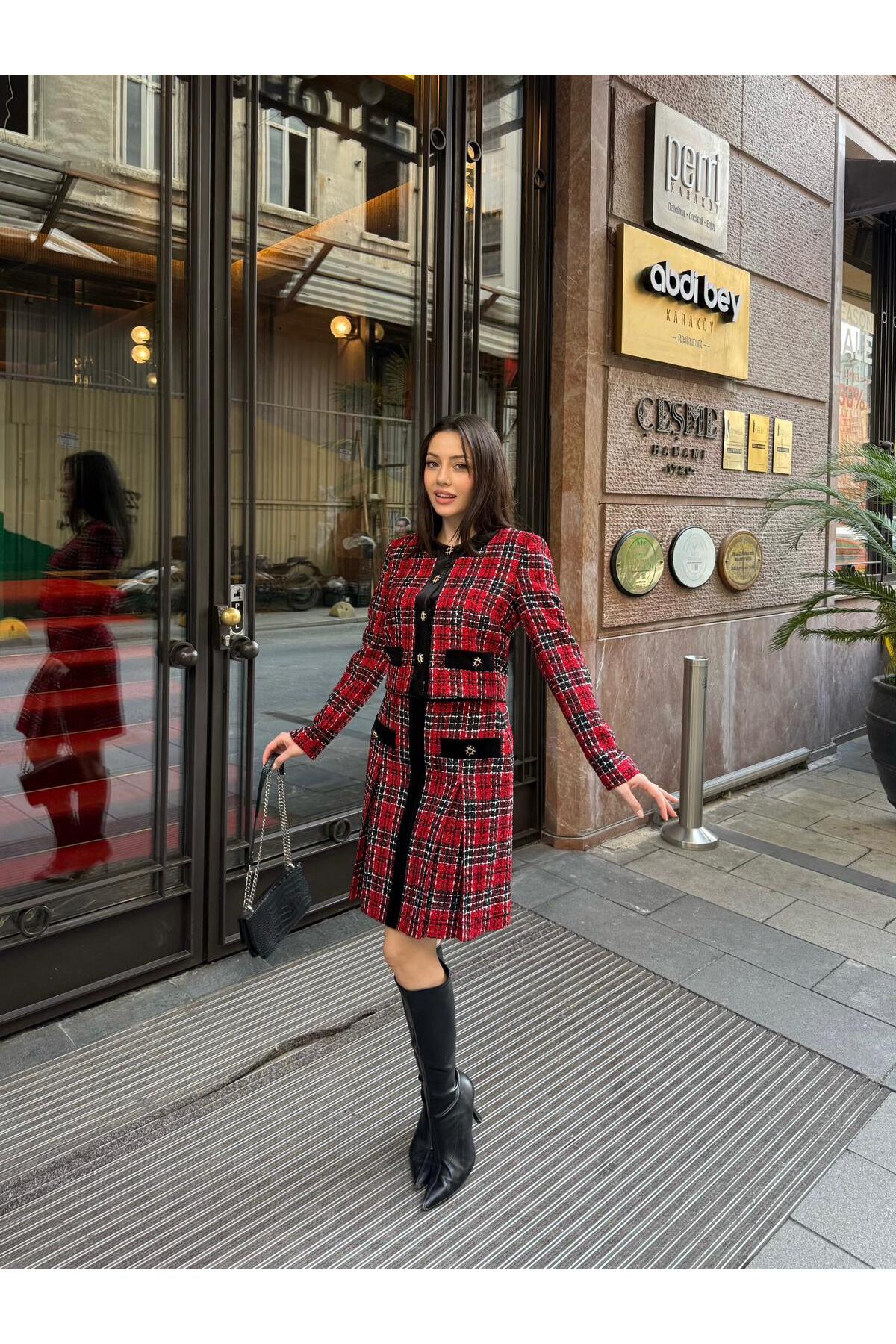 Şık Şanel Kadife etekli İkili Takım