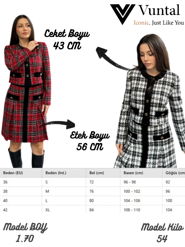 Şık Şanel Kadife etekli İkili Takım